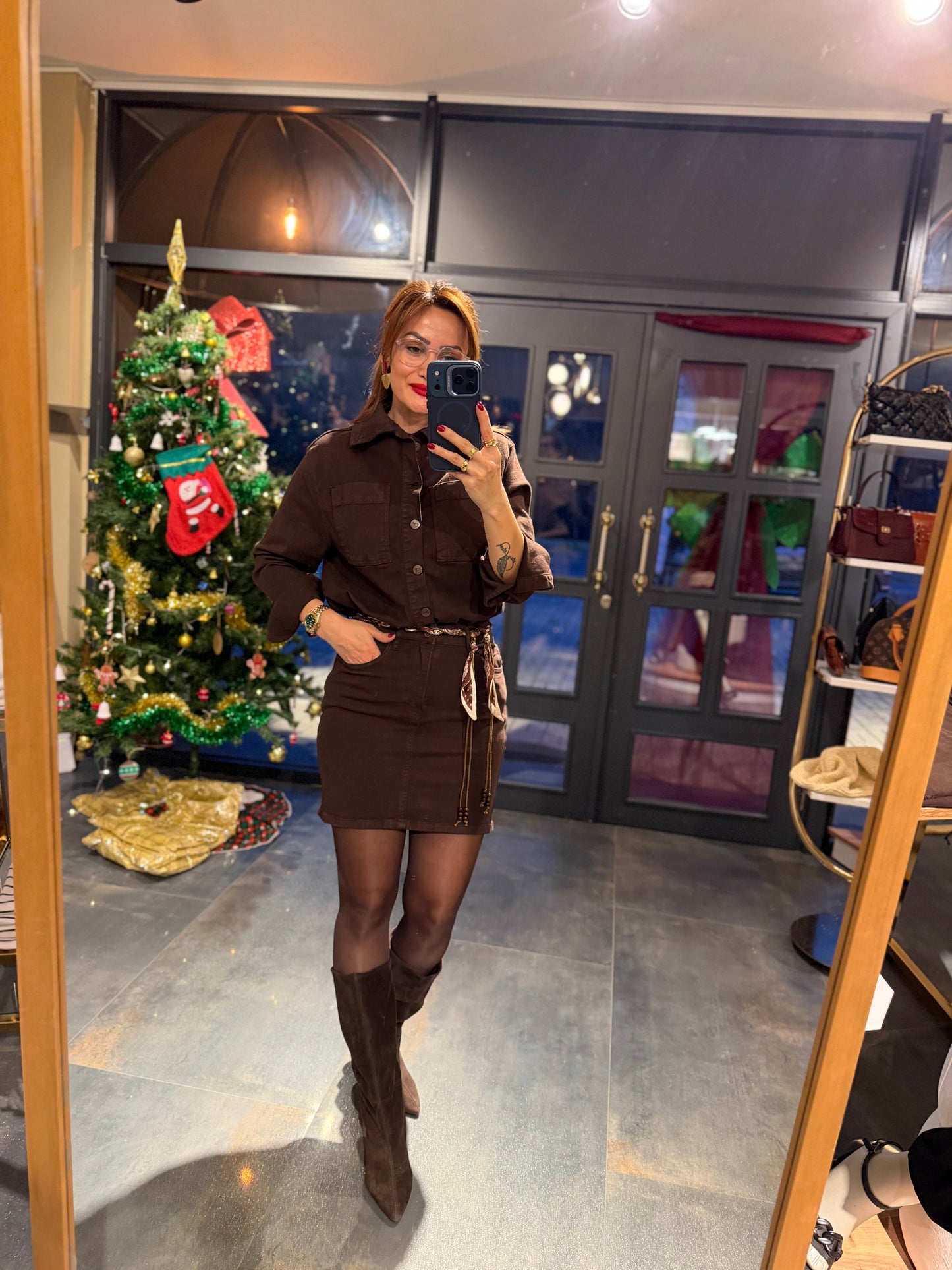 Xlove Kahve Toparlayıcı Jean Elbise