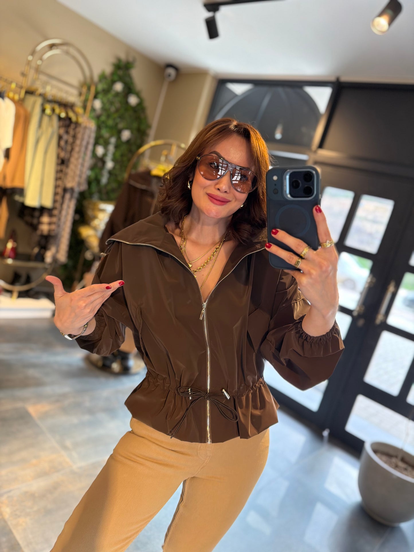 Krista Kahve Büzgülü Ceket