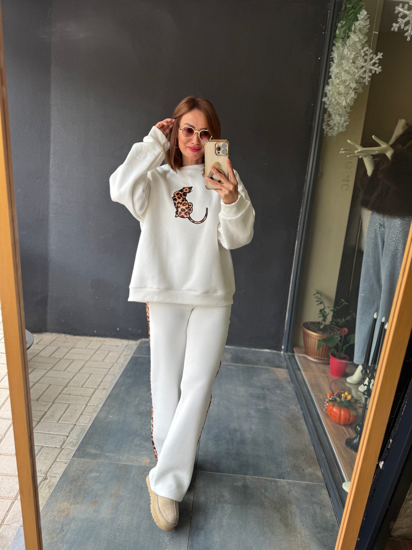 Ladima Beyaz Şardonlu Eşofman Takımı