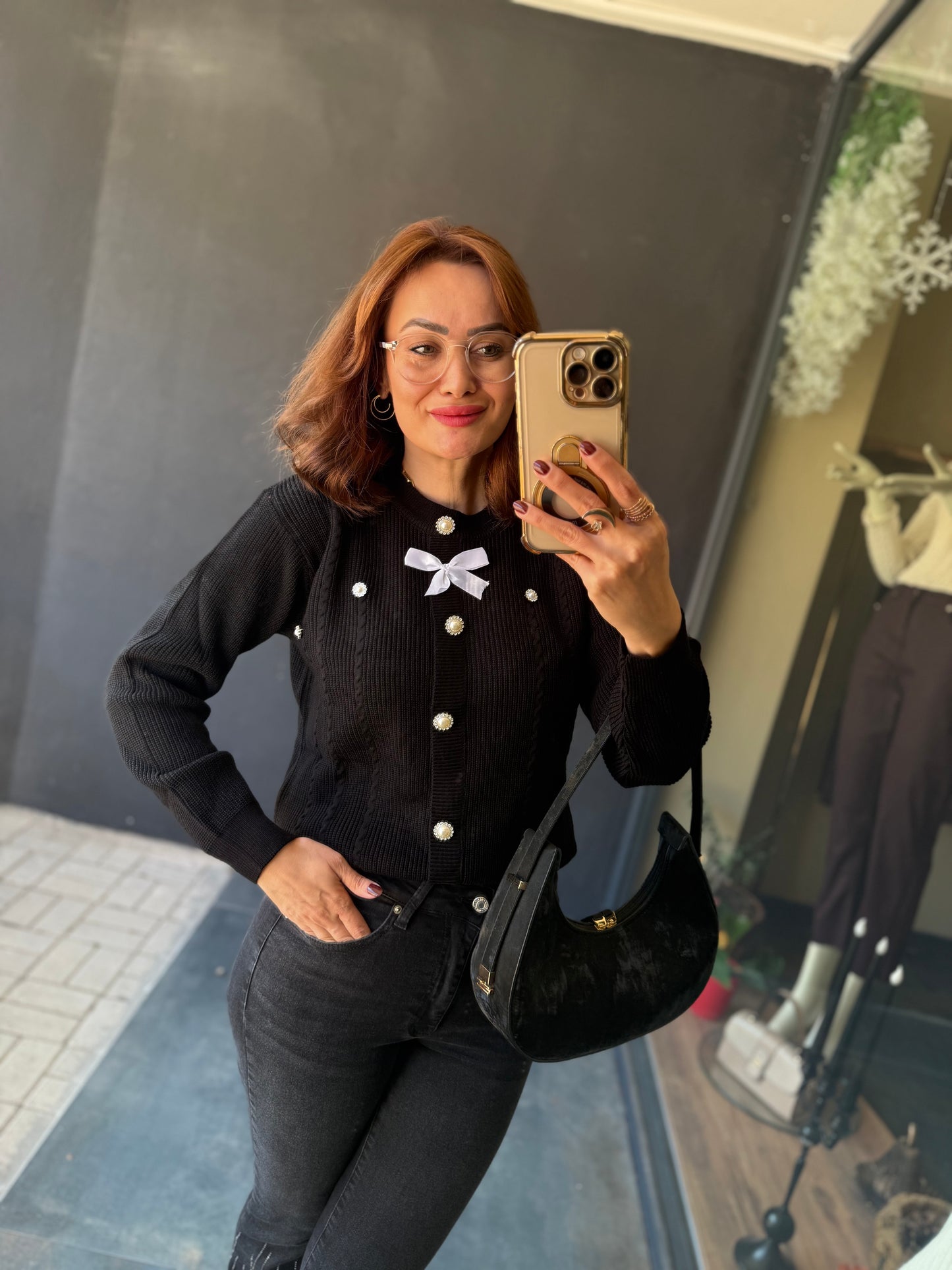 Sayanor Siyah Örme Bluz