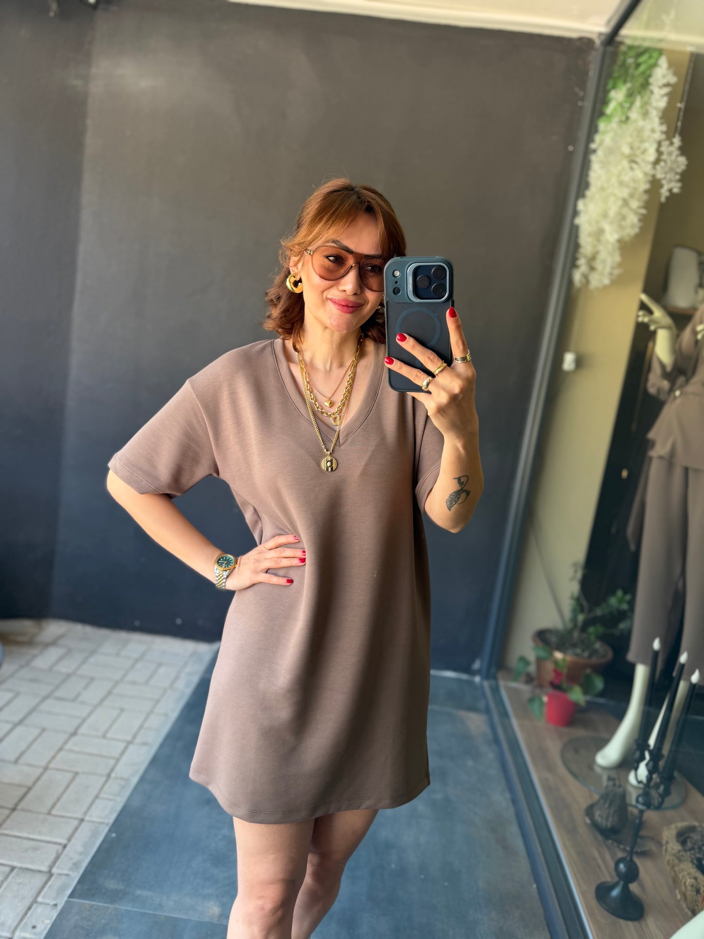 Wear Kahve Basic Elbise