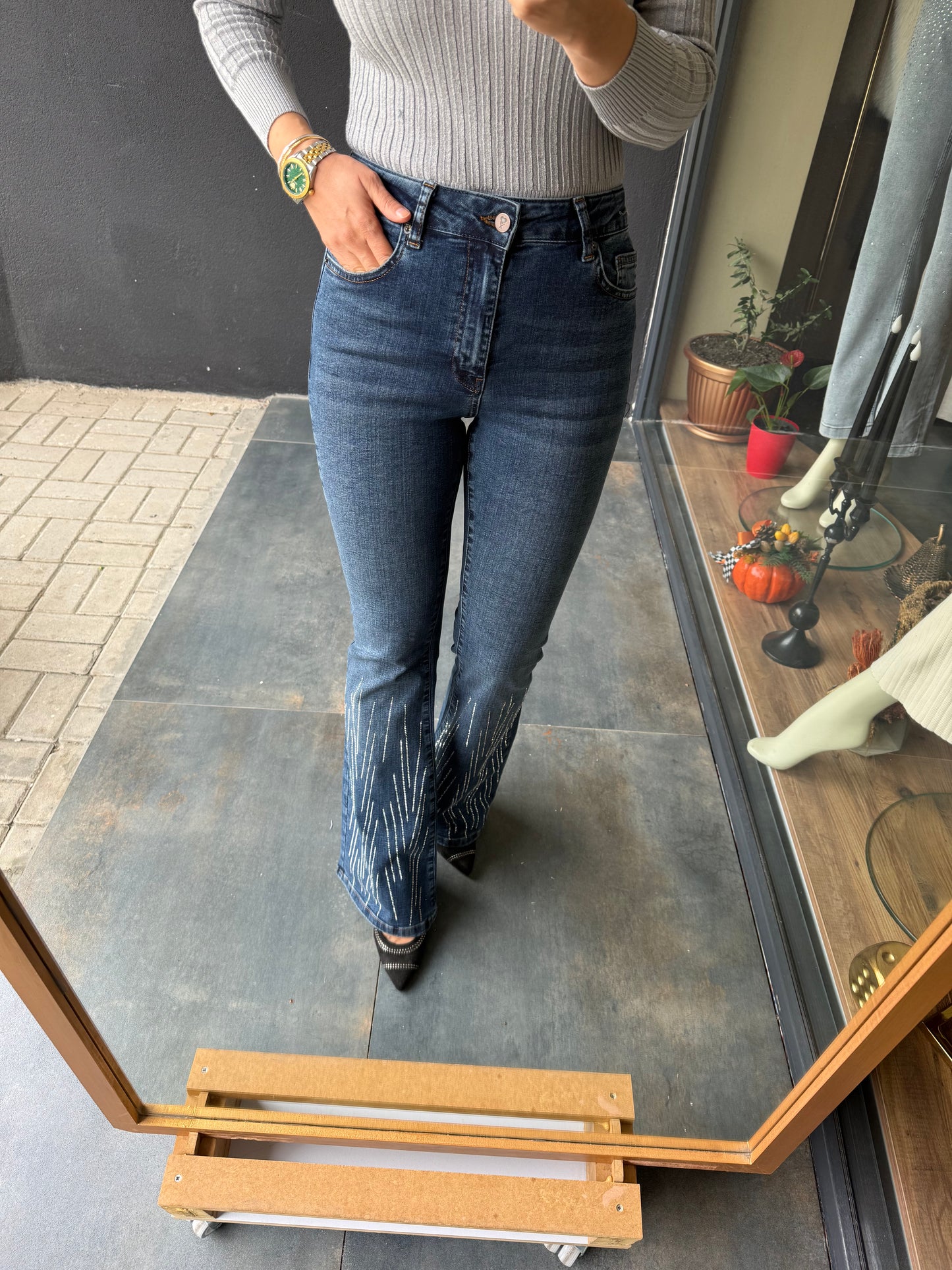 Xlove Paça Droplu Mavi İspanyol Jean