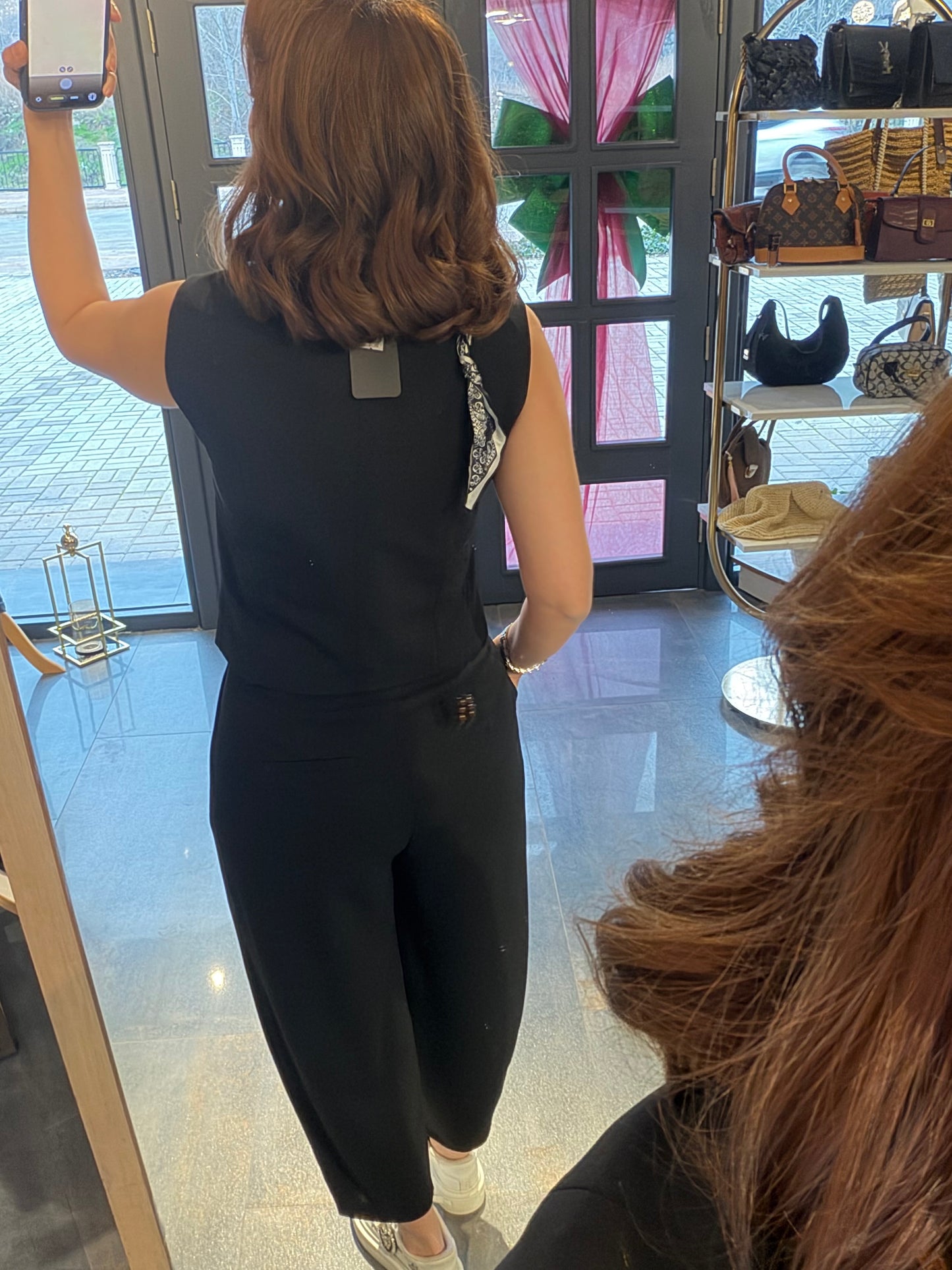 Casual Siyah Harem Yelekli Takım