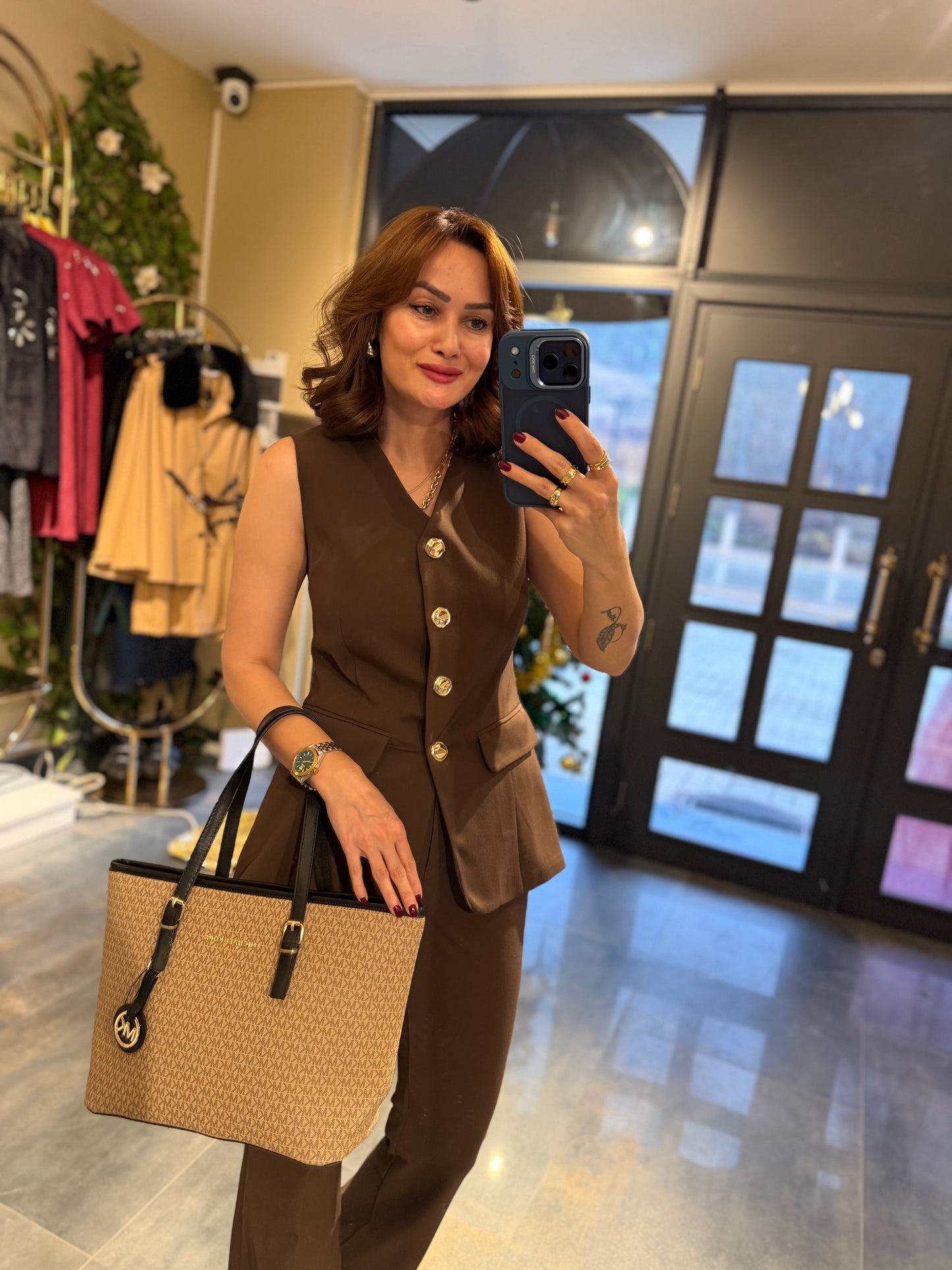 Lingo Kahve Yelek & Pantolon Takım