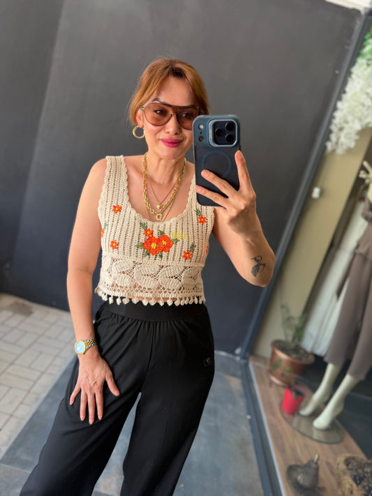 Siyah Palazzo Ve Etnik Bluz Kombin
