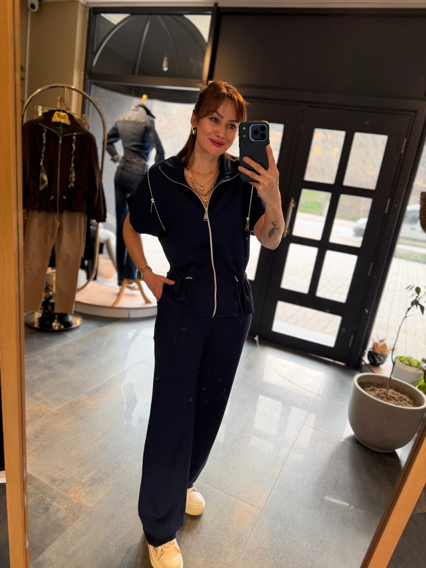 Lume Fermuar Detaylı Lacivert Modal Takım