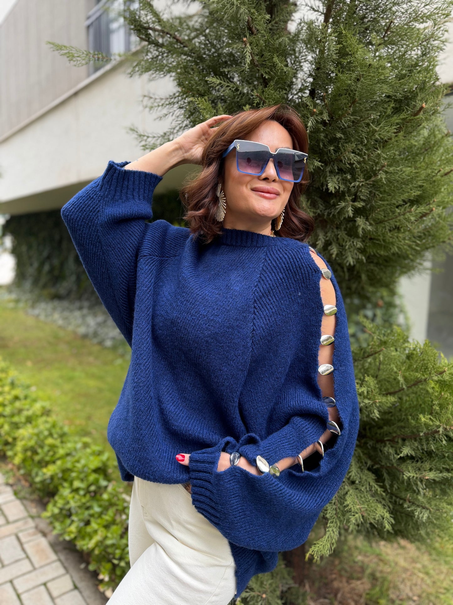 Beky Lacivert Kaşmir Droplu Kazak