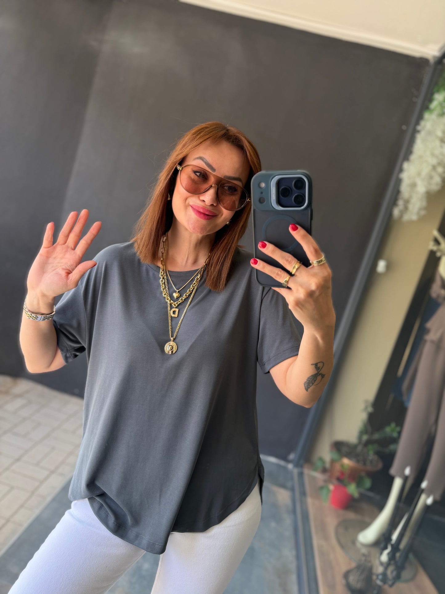 Dark Antrasit Modal Basic T-Shirt