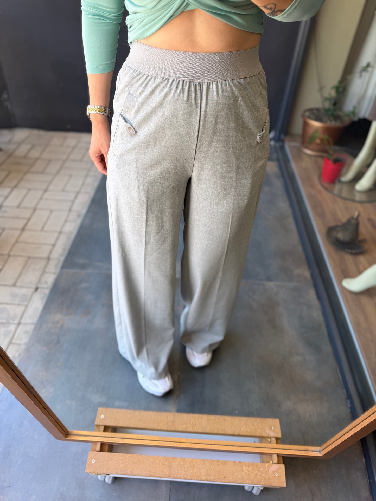 Mint Crop & Pantolon Takım