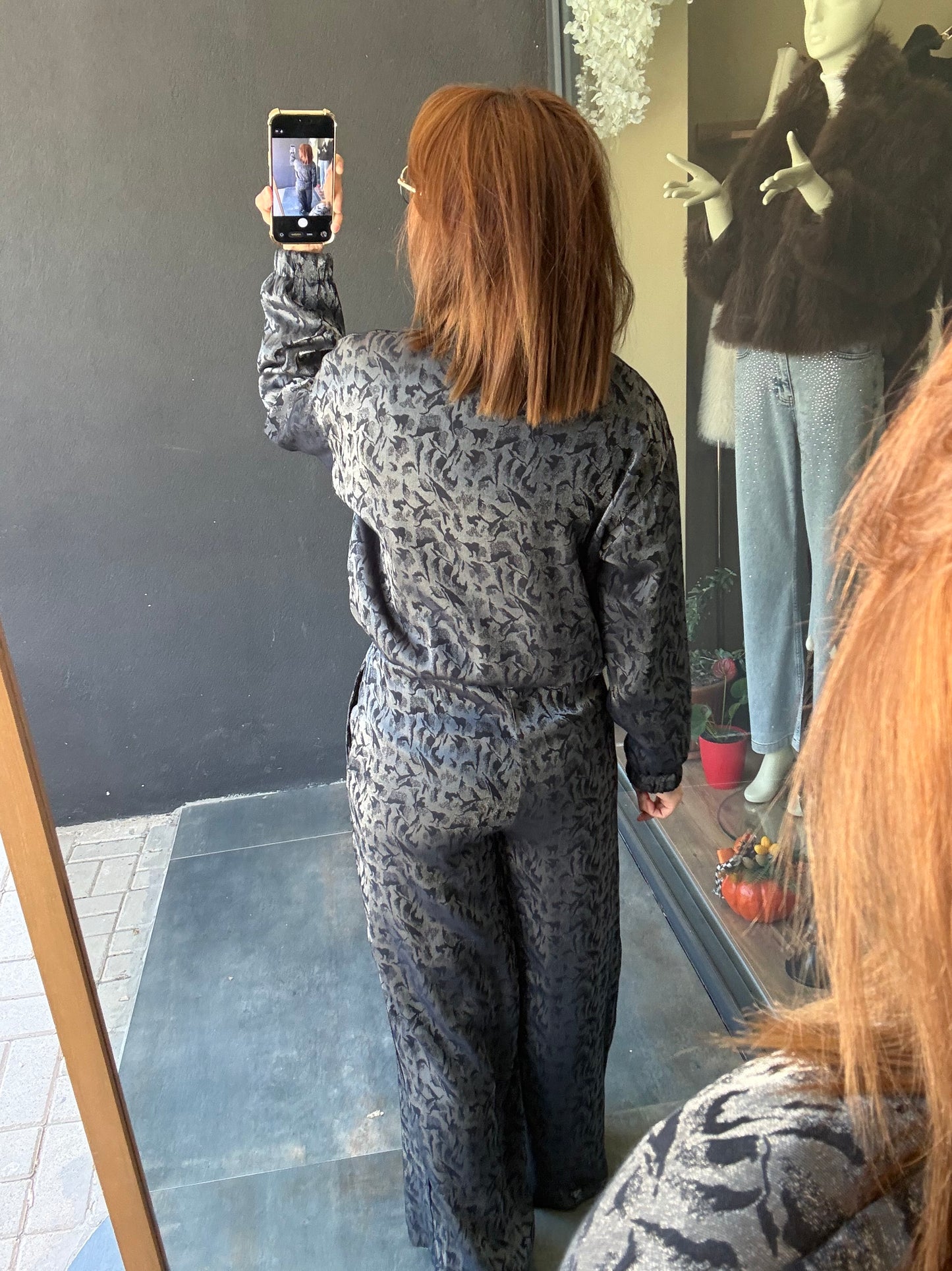 Sagomi Gri Desenli Takım