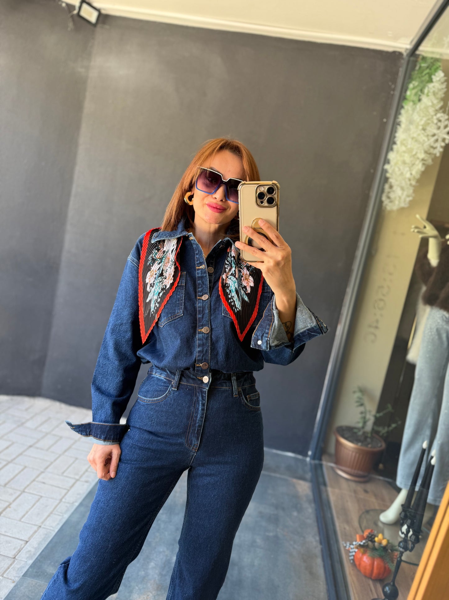 Xlove Mavi Toparlayıcı Jean Tulum