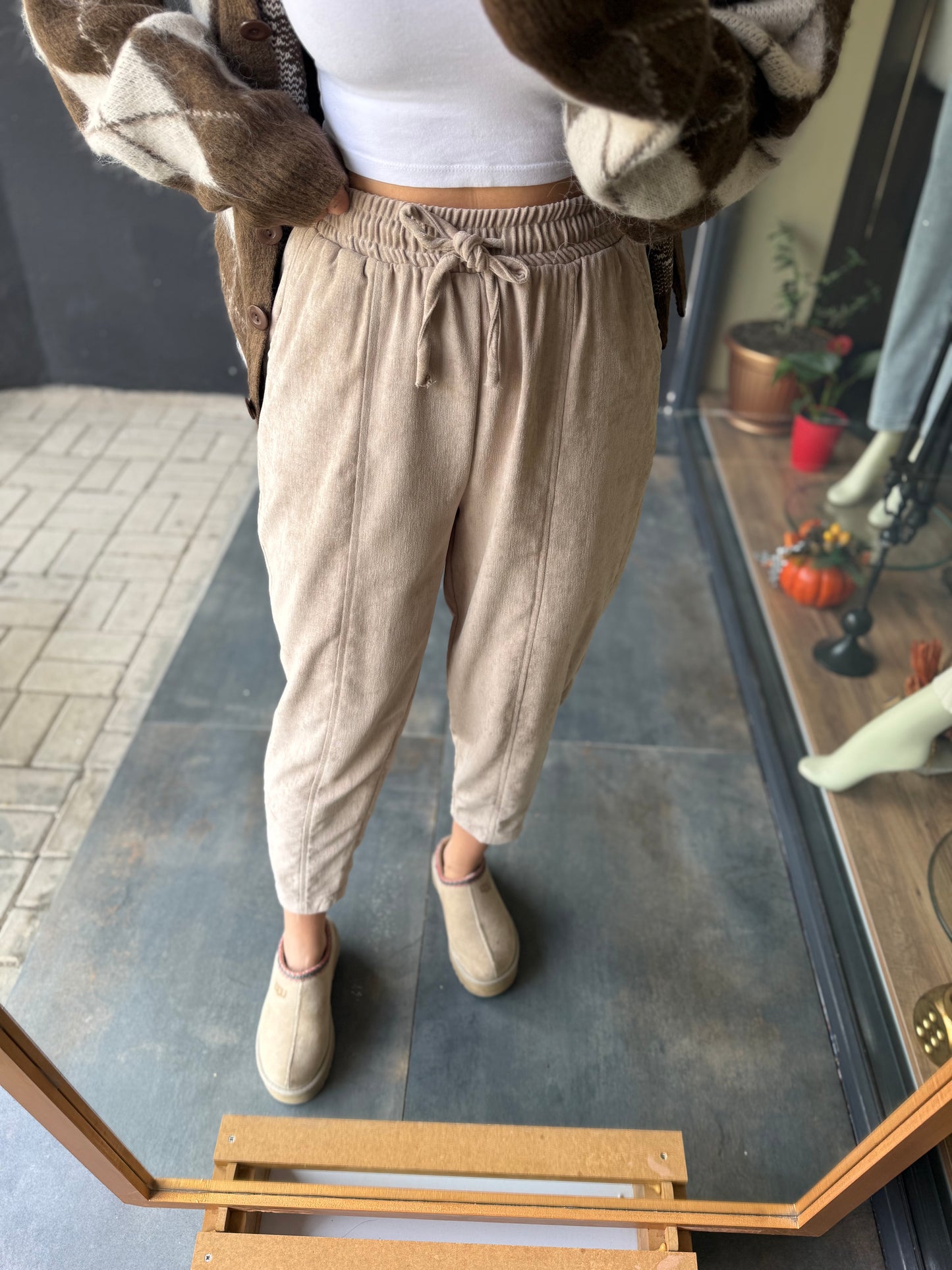 Sory Bej Kadife Pantolon