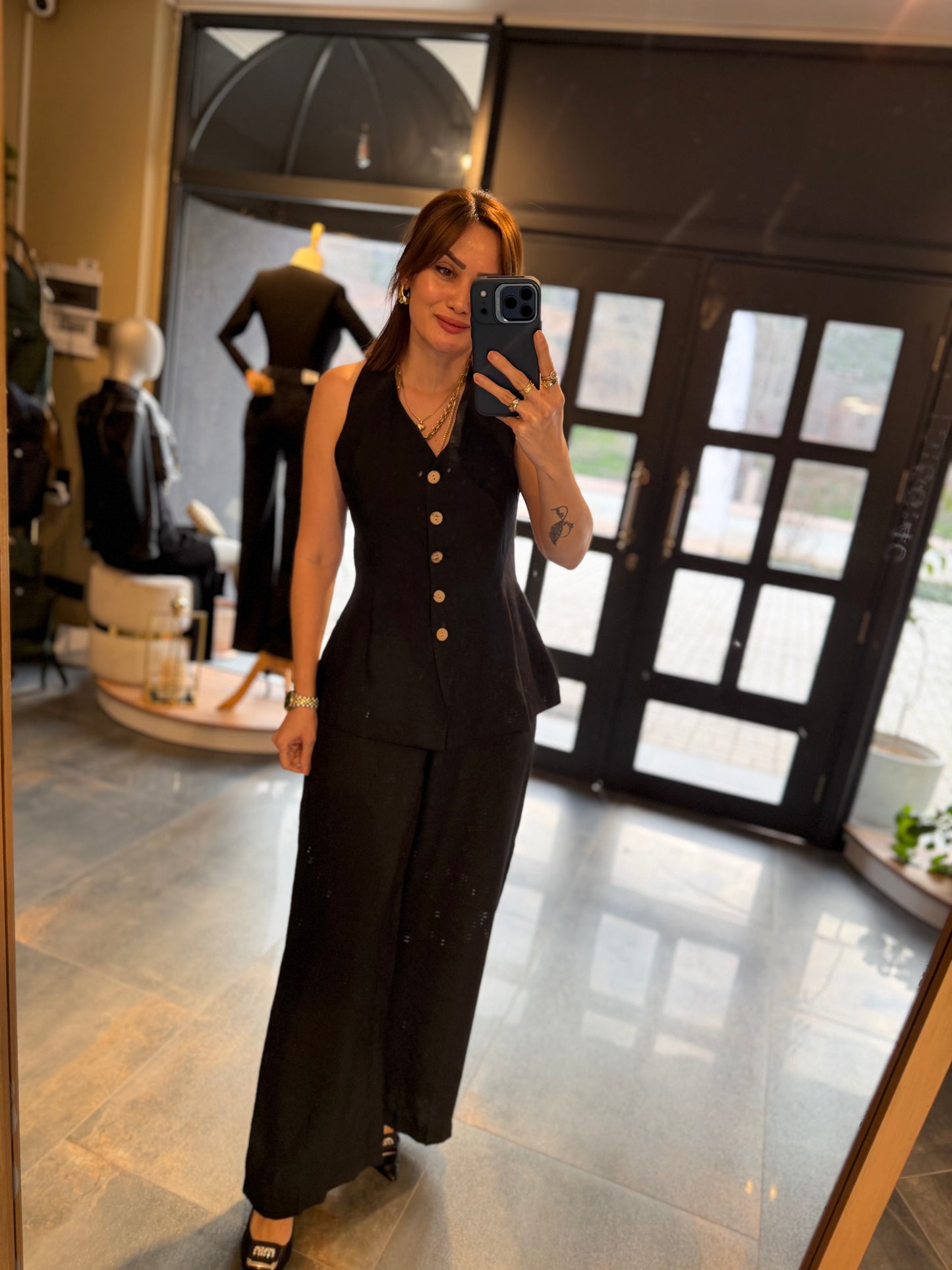 Newstar 7 Siyah Tensel Yelek &Pantolon Takım