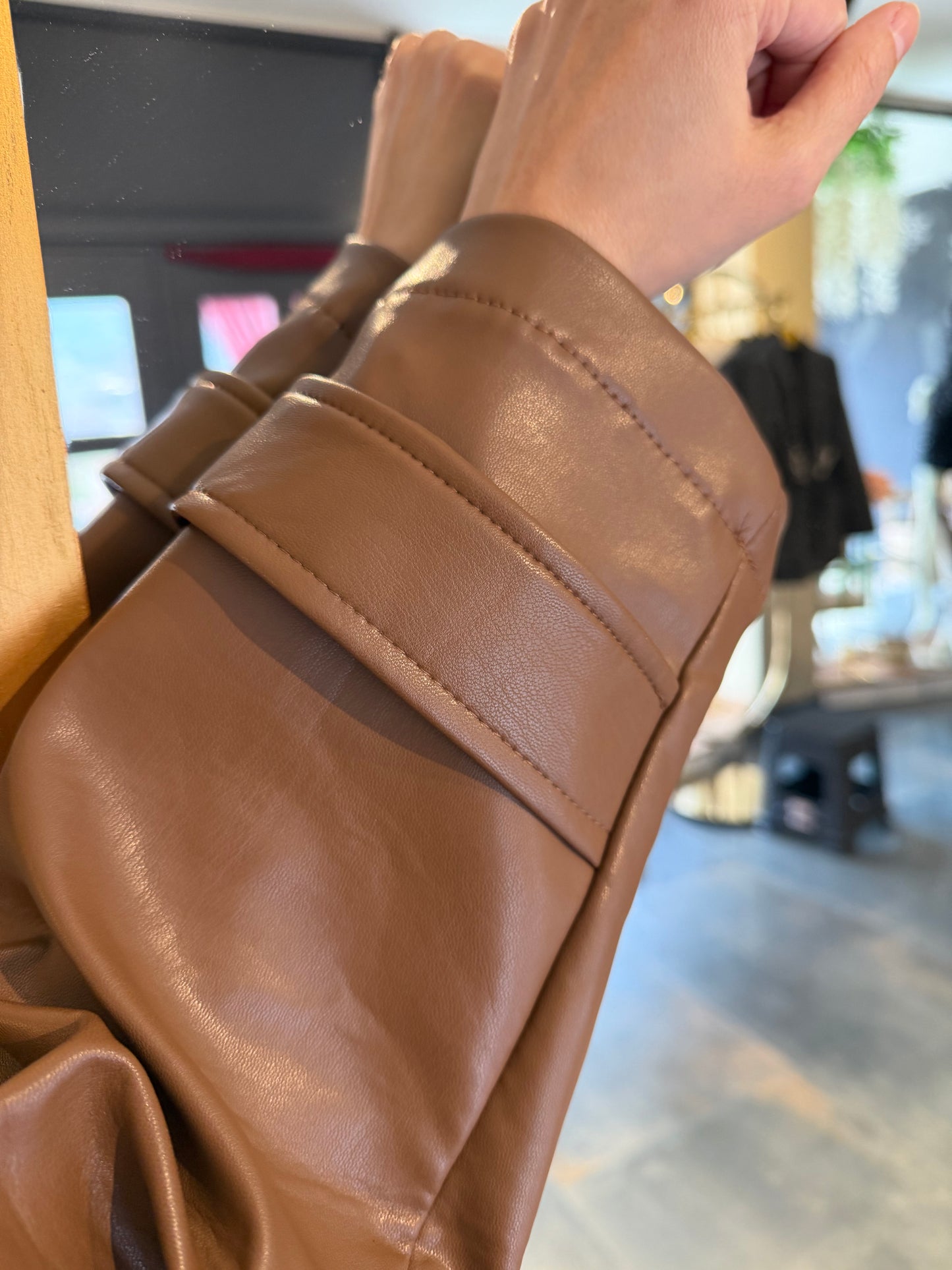 Glam Kahve Deri Trench
