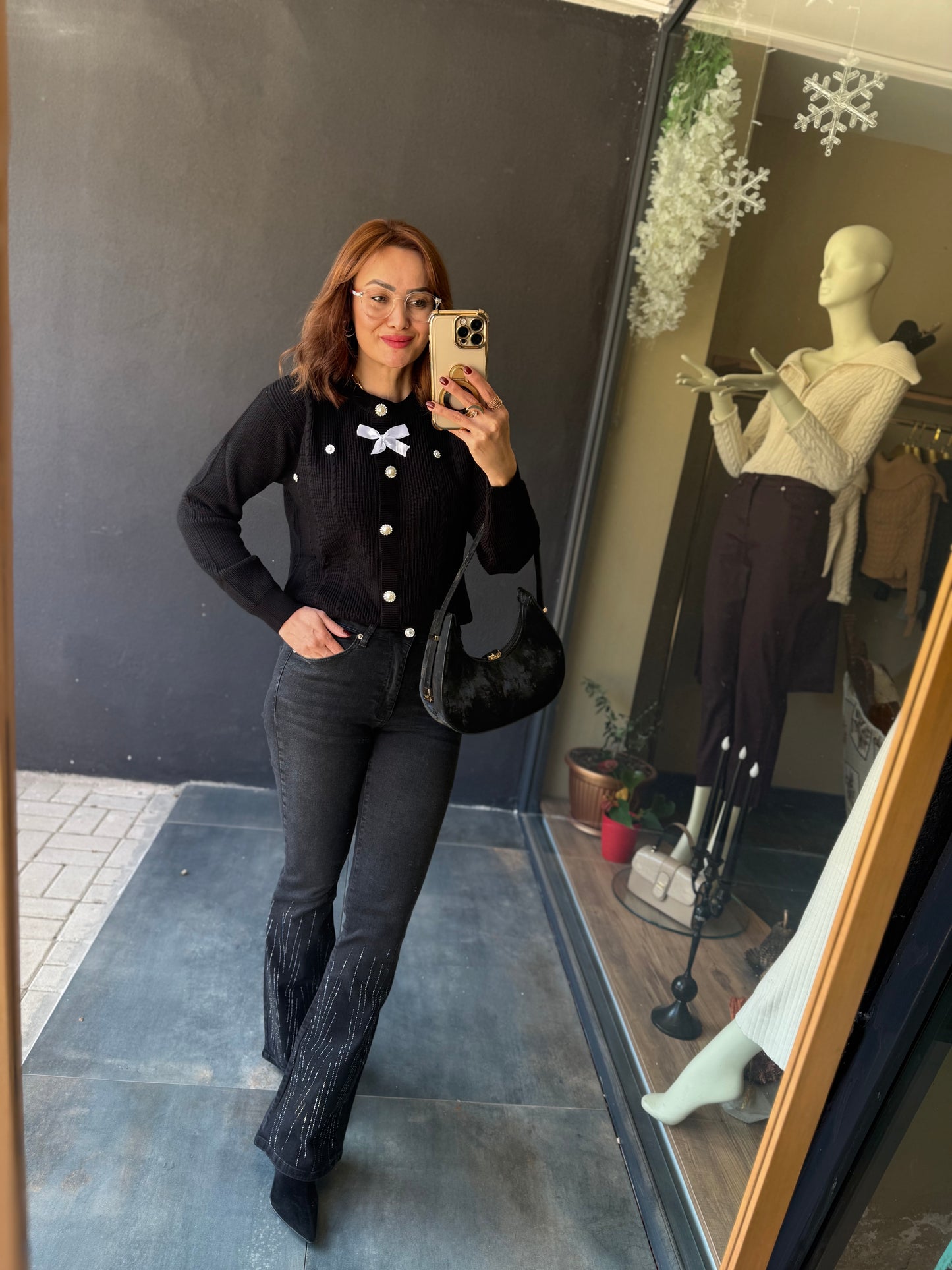 Sayanor Siyah Örme Bluz