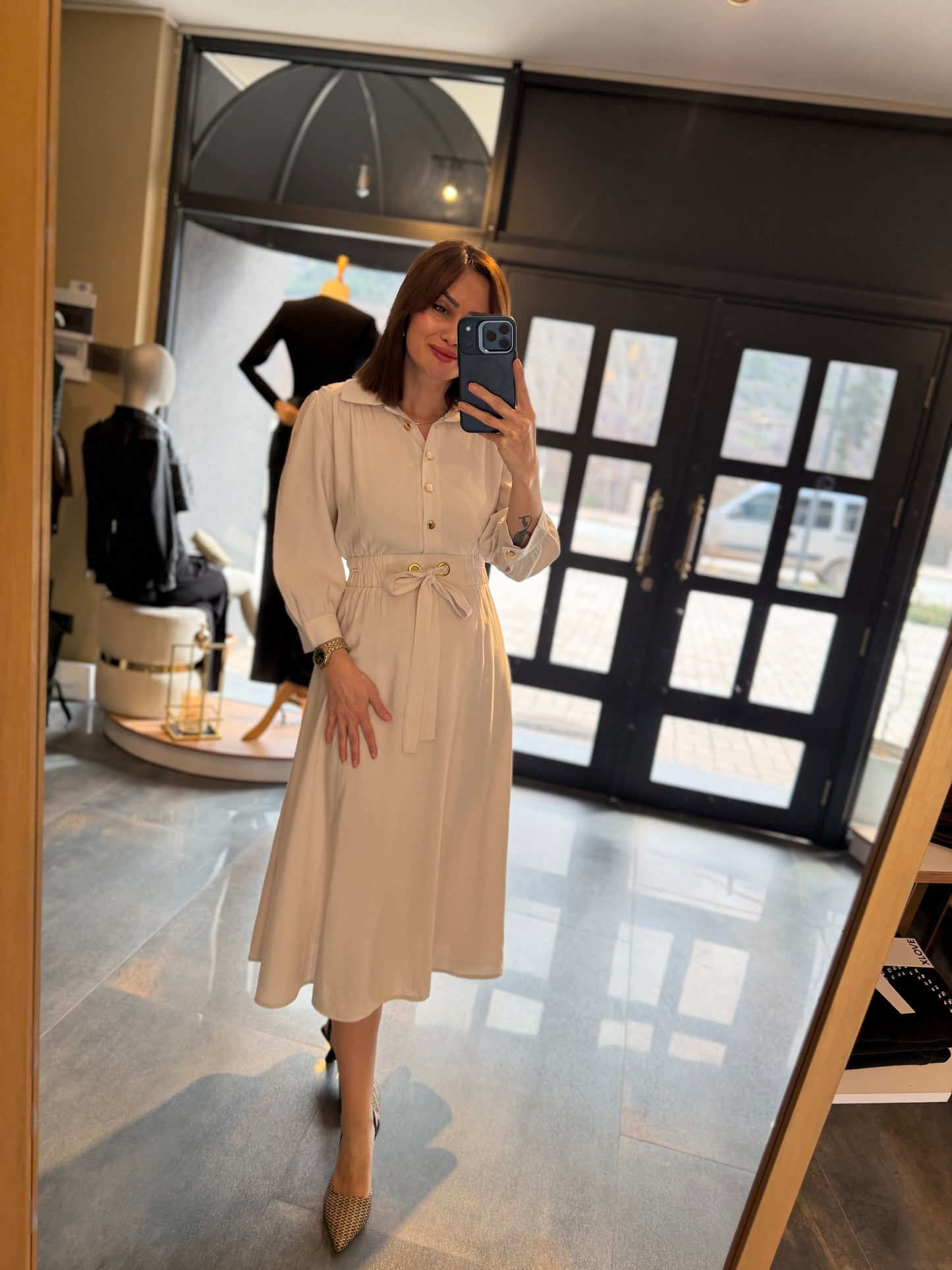 Farko Pamuklu Midi Boy Elbise