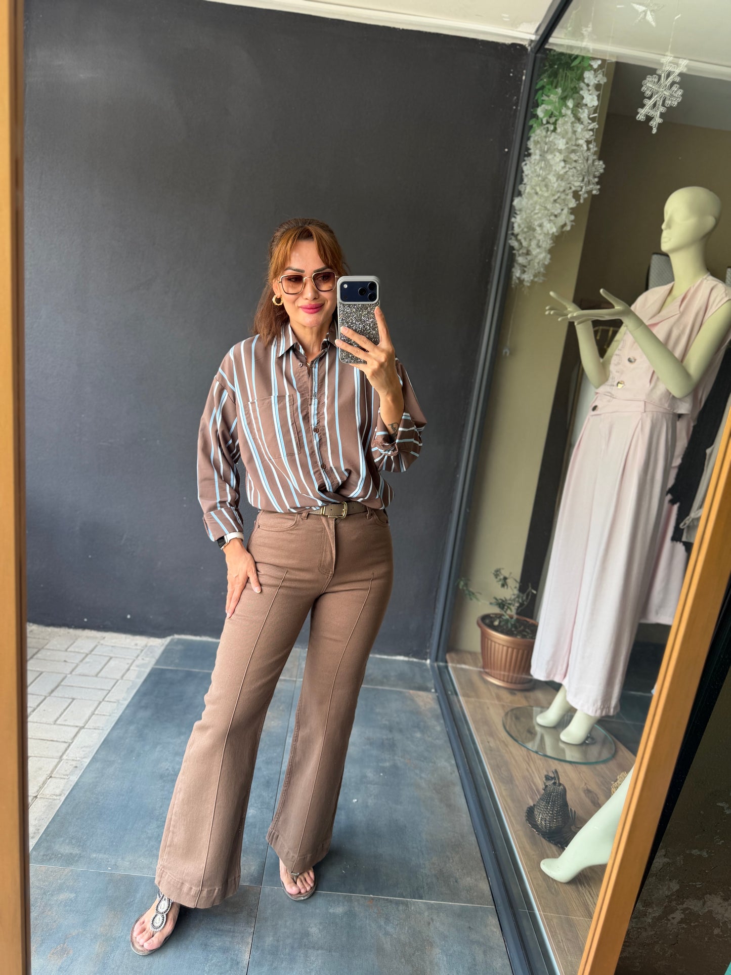 Liora Mavi Poplin Oversize Gömlek