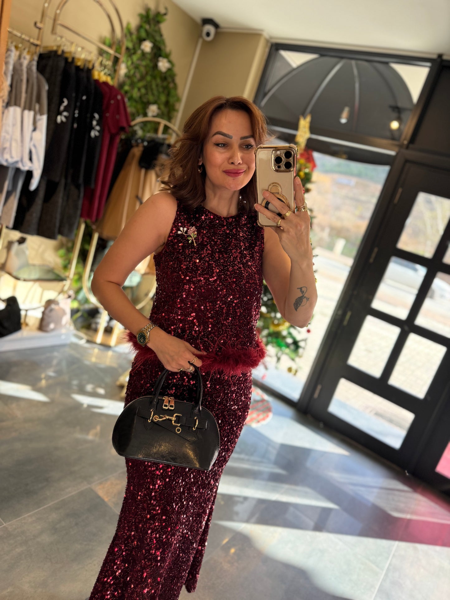 Nira Bordo Pullu Etek & Bluz Takım