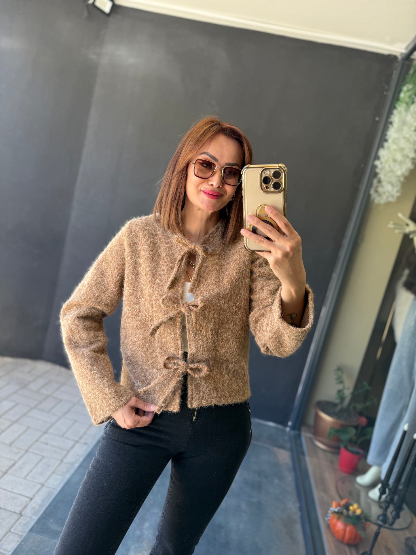 Creyn Kahve Keçe Hırka