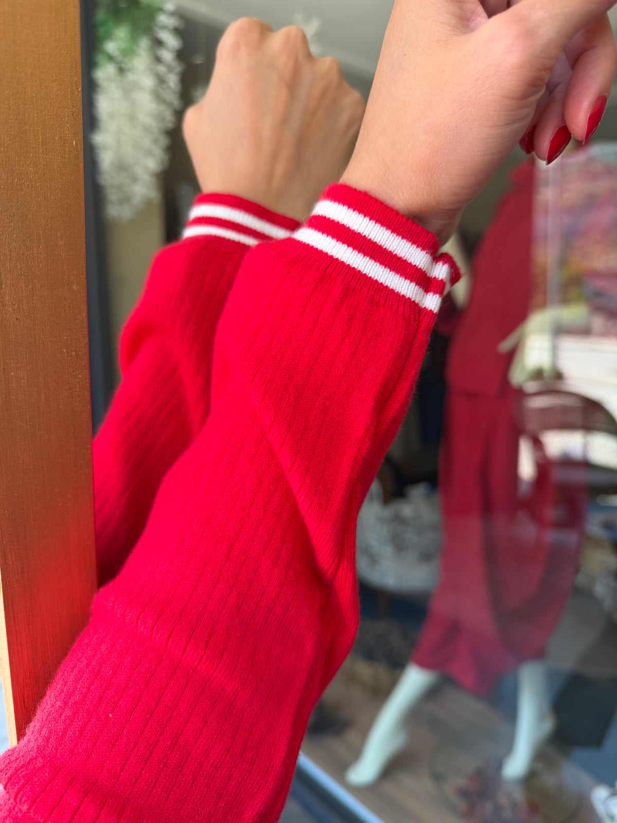 Ace Kırmızı Premium Polo Yaka Fitilli Triko Bluz