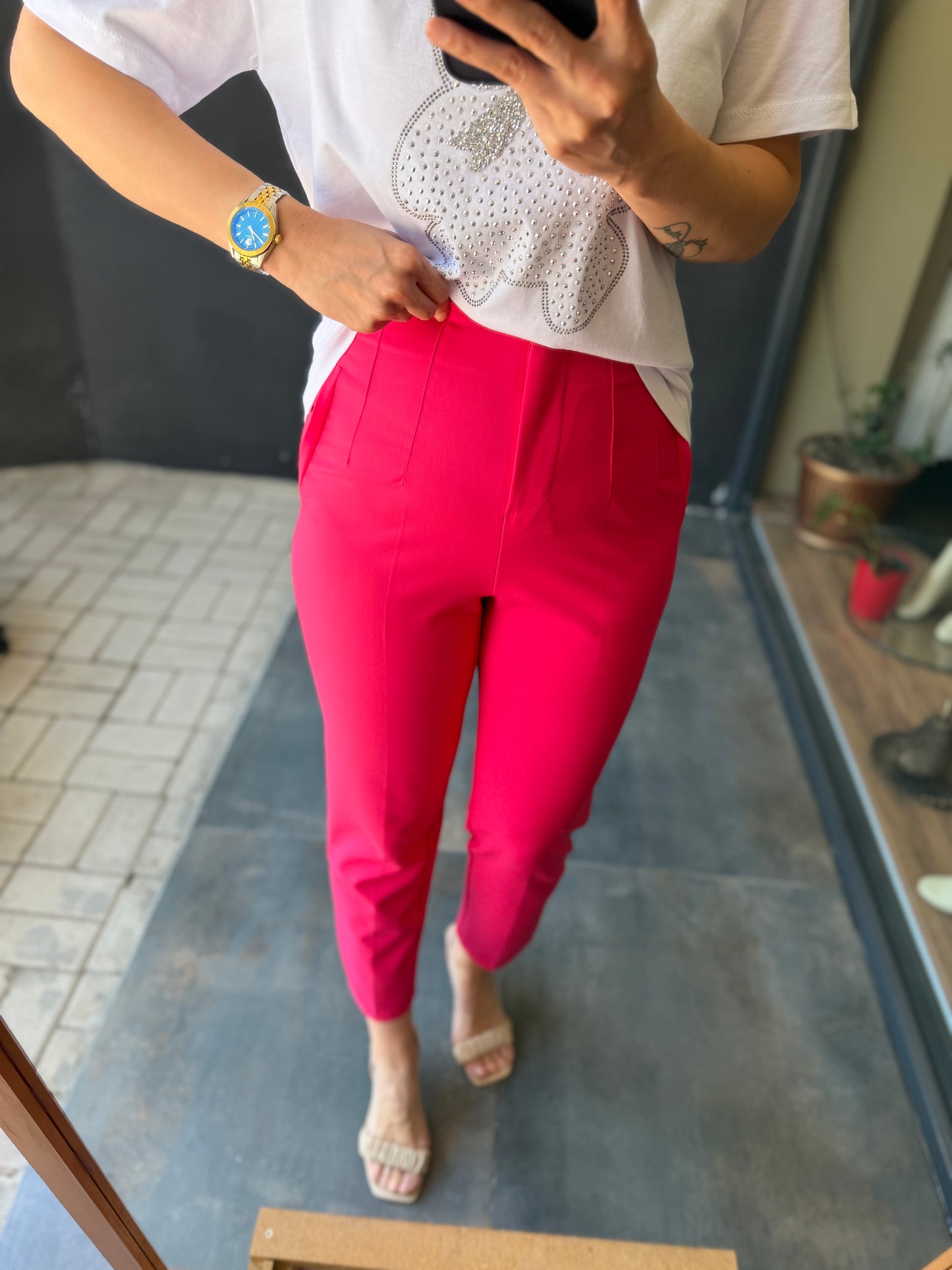 Pembe Flato Pantolon /Tshirt Takım