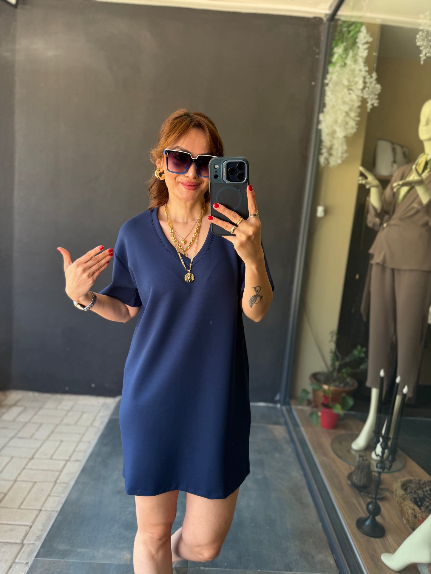 Wear Lacivert Basic Elbise