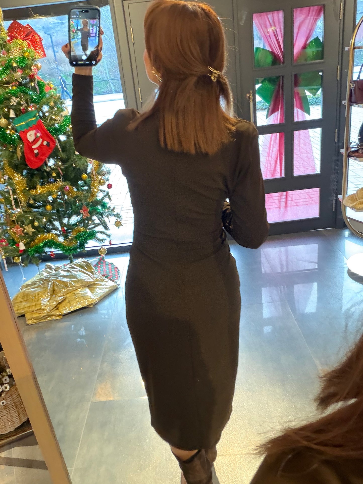 Alin Kahve Kemer Detaylı Korse Elbise