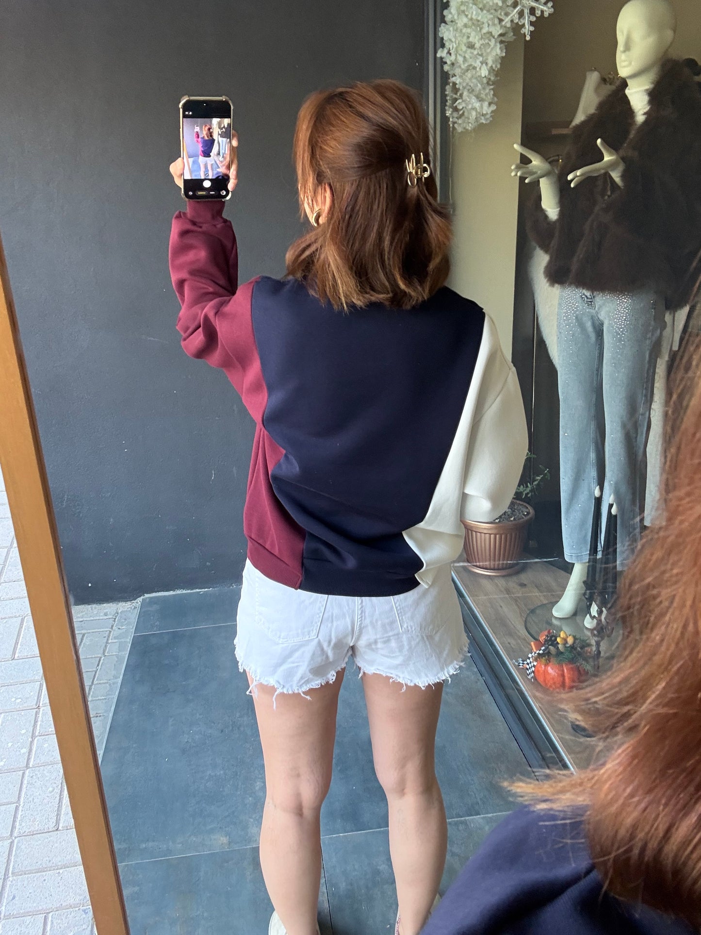 Muvy Bordo Kabartmalı Sweatshirt