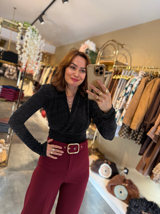 Nira Kruvaze Simli Bluz