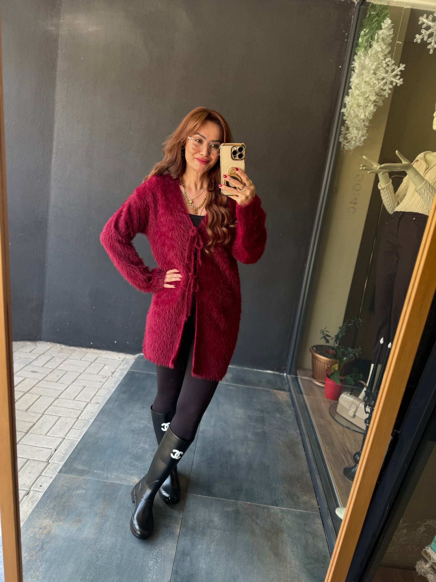 Wouy Bordo Yumoş Hırka