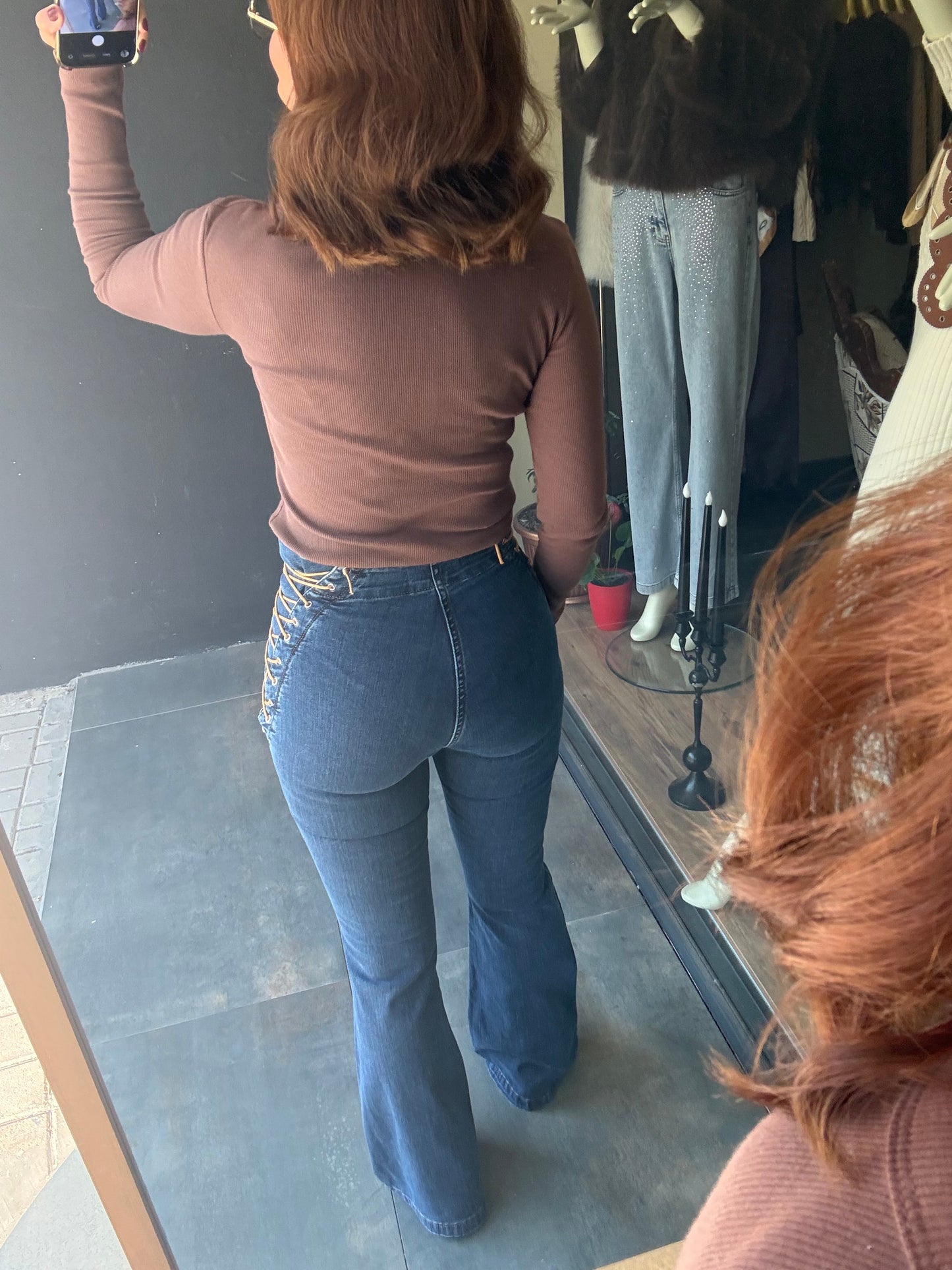 Xlove Toparlayıcı Yan Bağcıklı Mavi Jean