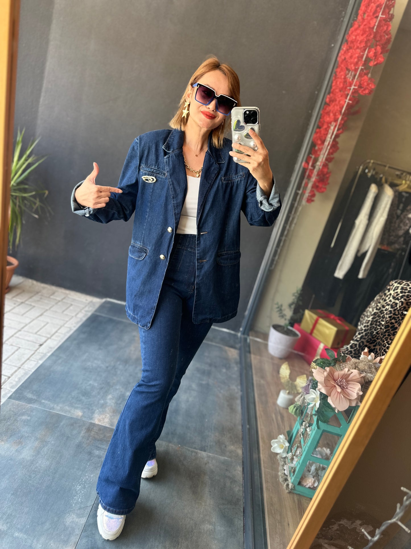 Riva Broşlu Blazer Jean Takım