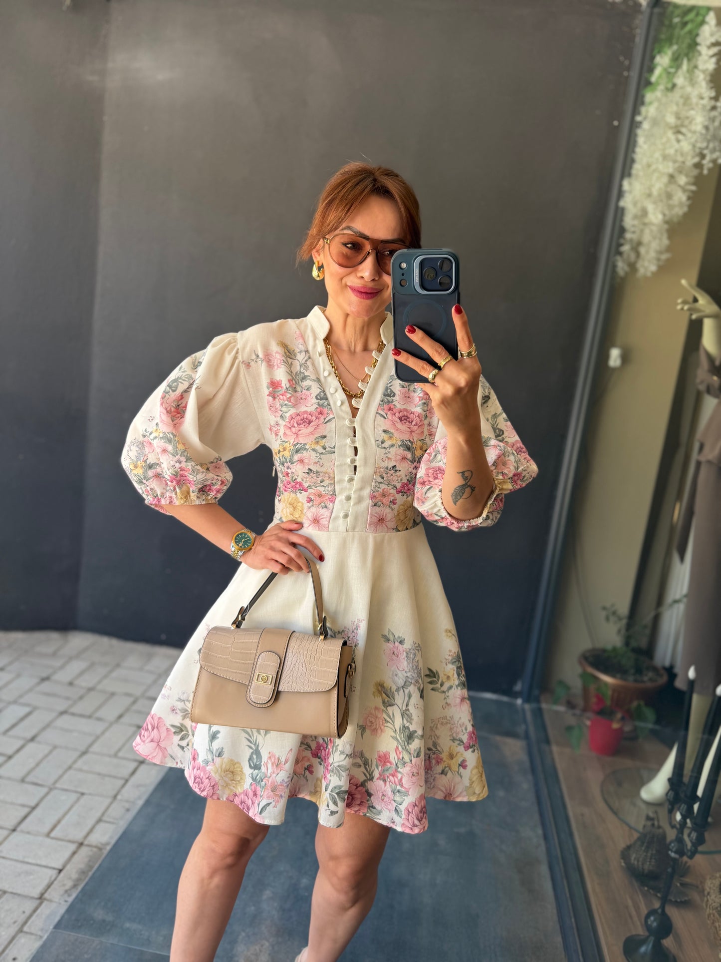 Petit Floral Desen Mini Elbise