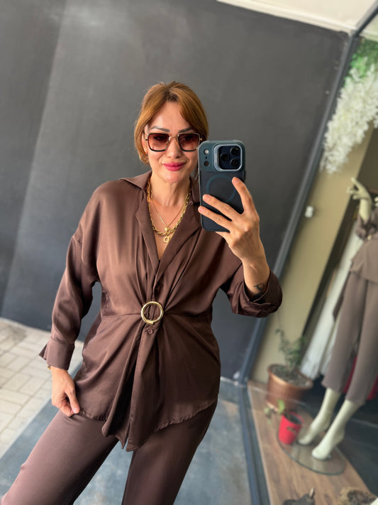 Kahve Saten Premium Takım
