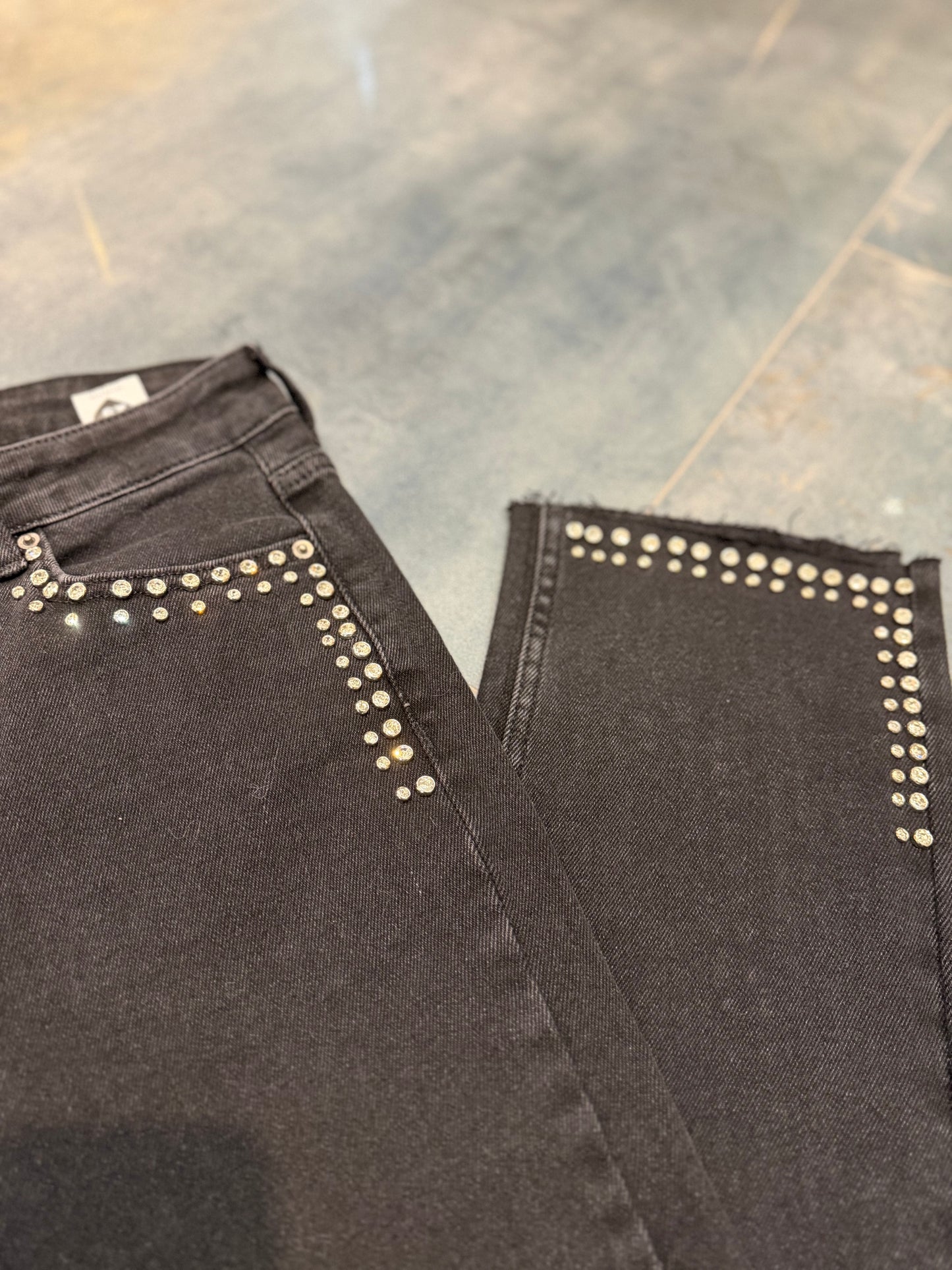 Xlove Siyah Çift Taş İşleme Jean