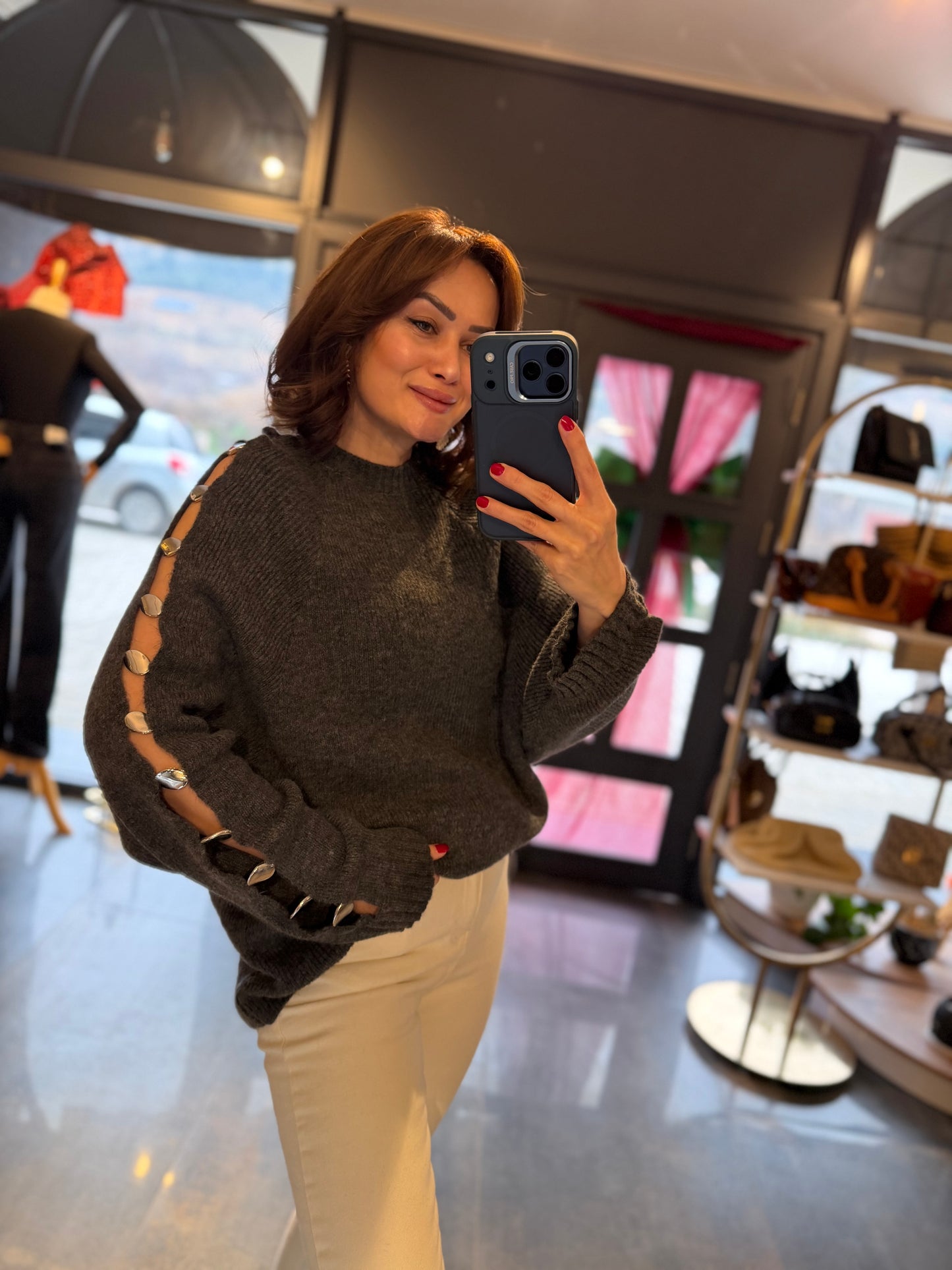Beky Gri Kaşmir Droplu Kazak