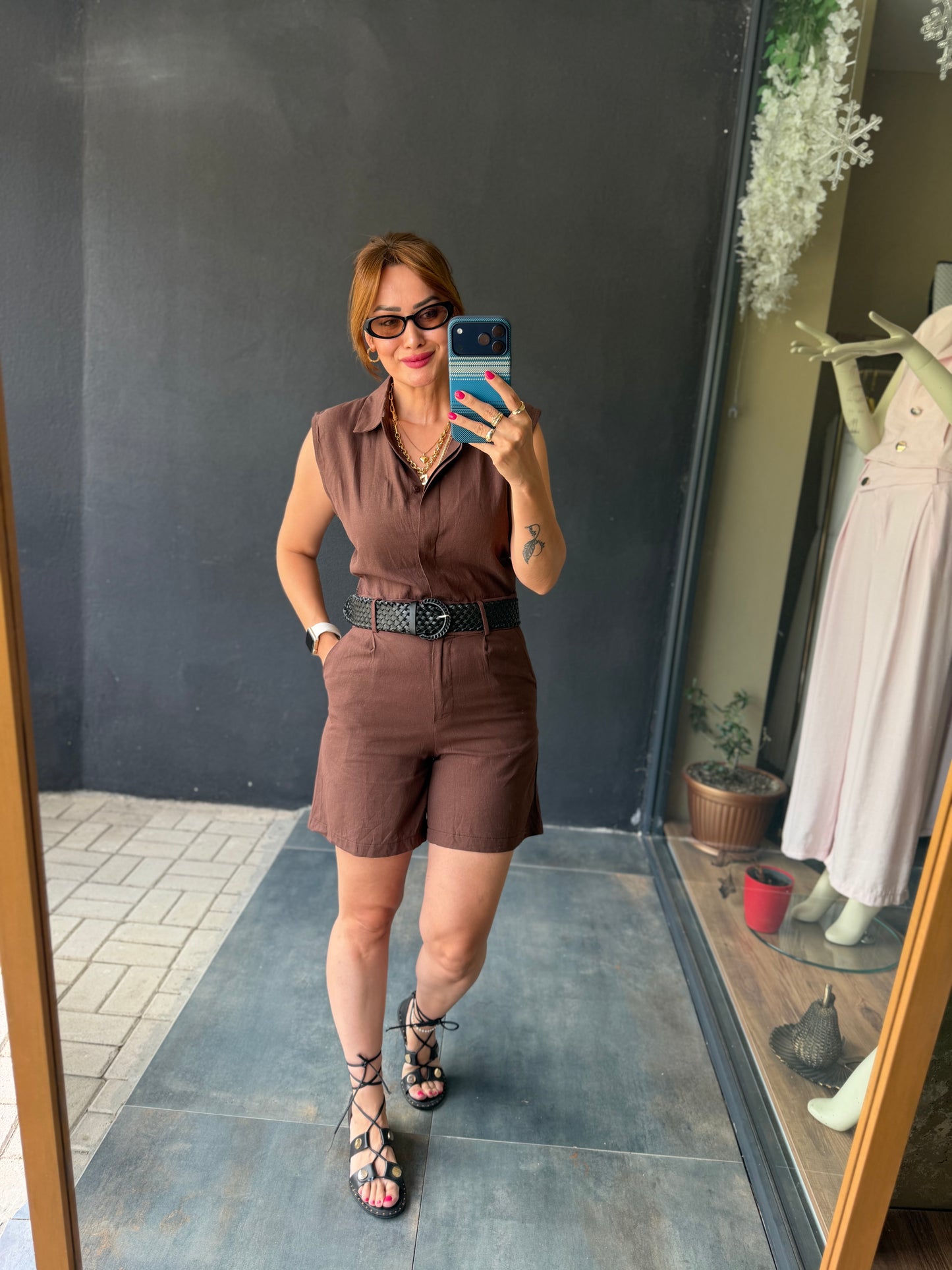 Kahve Keten Blush Tulum