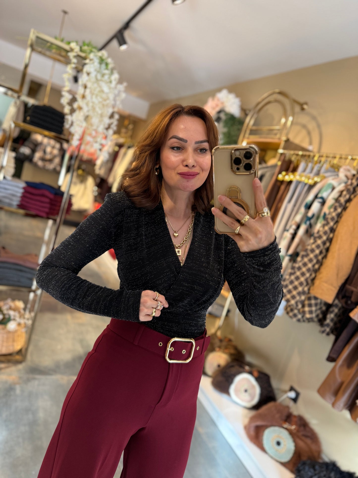 Nira Kruvaze Simli Bluz