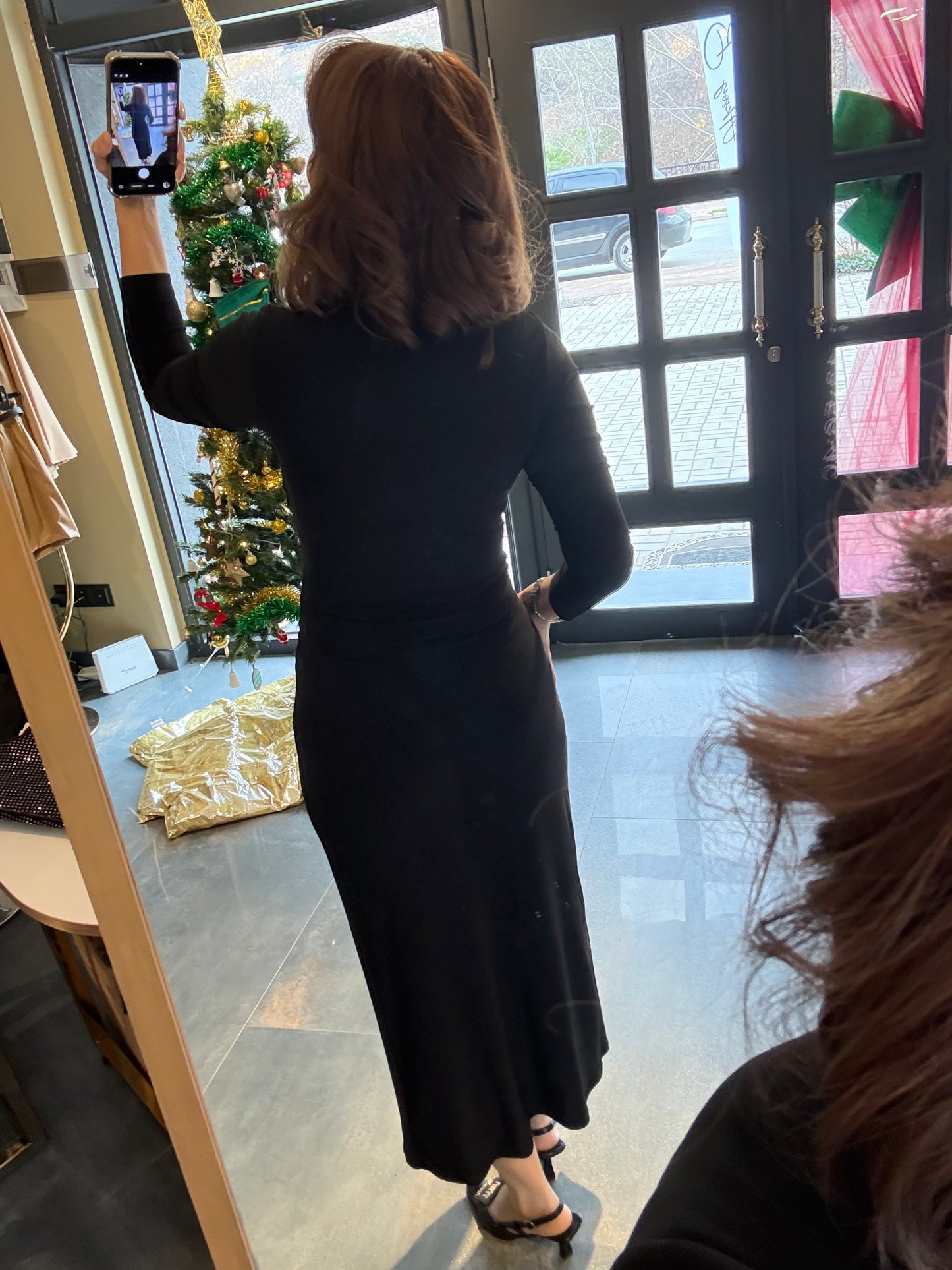 Nira Candy Kumaş Siyah Kemerli Elbise