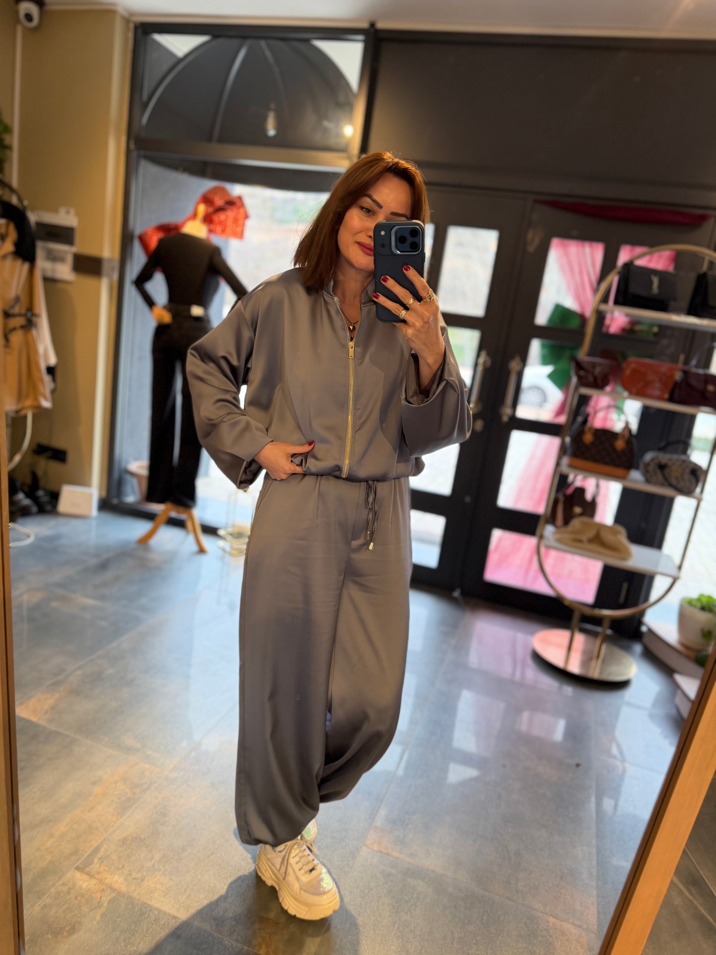 Norman Gri Saten Takım