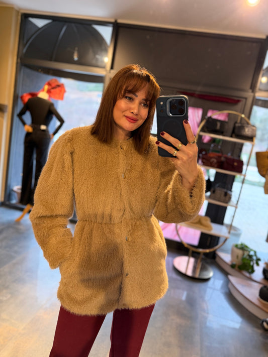 Alora Bej Astarlı Kürk Mont