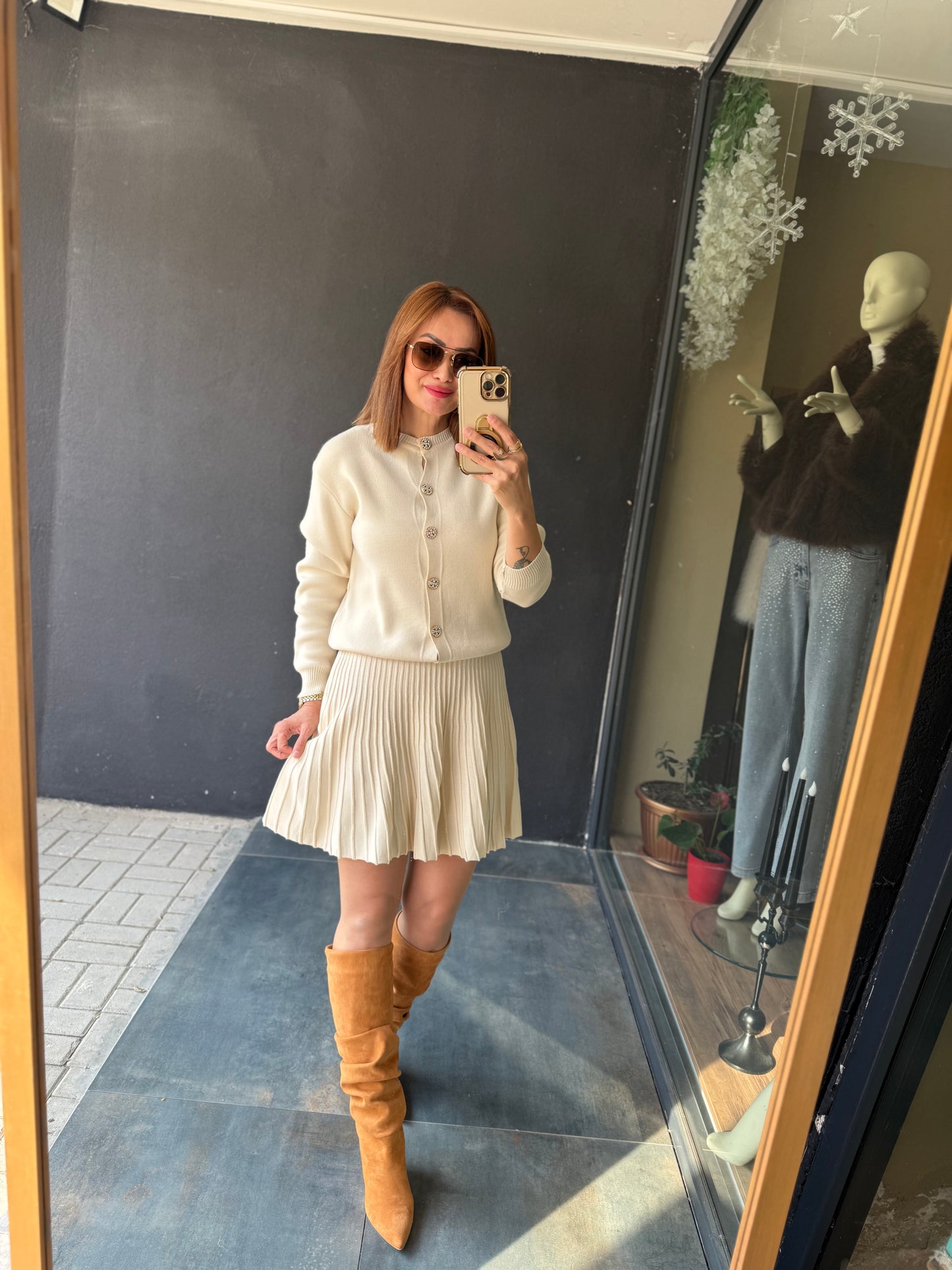 Noly Bej Etek & Hırka Triko Takım