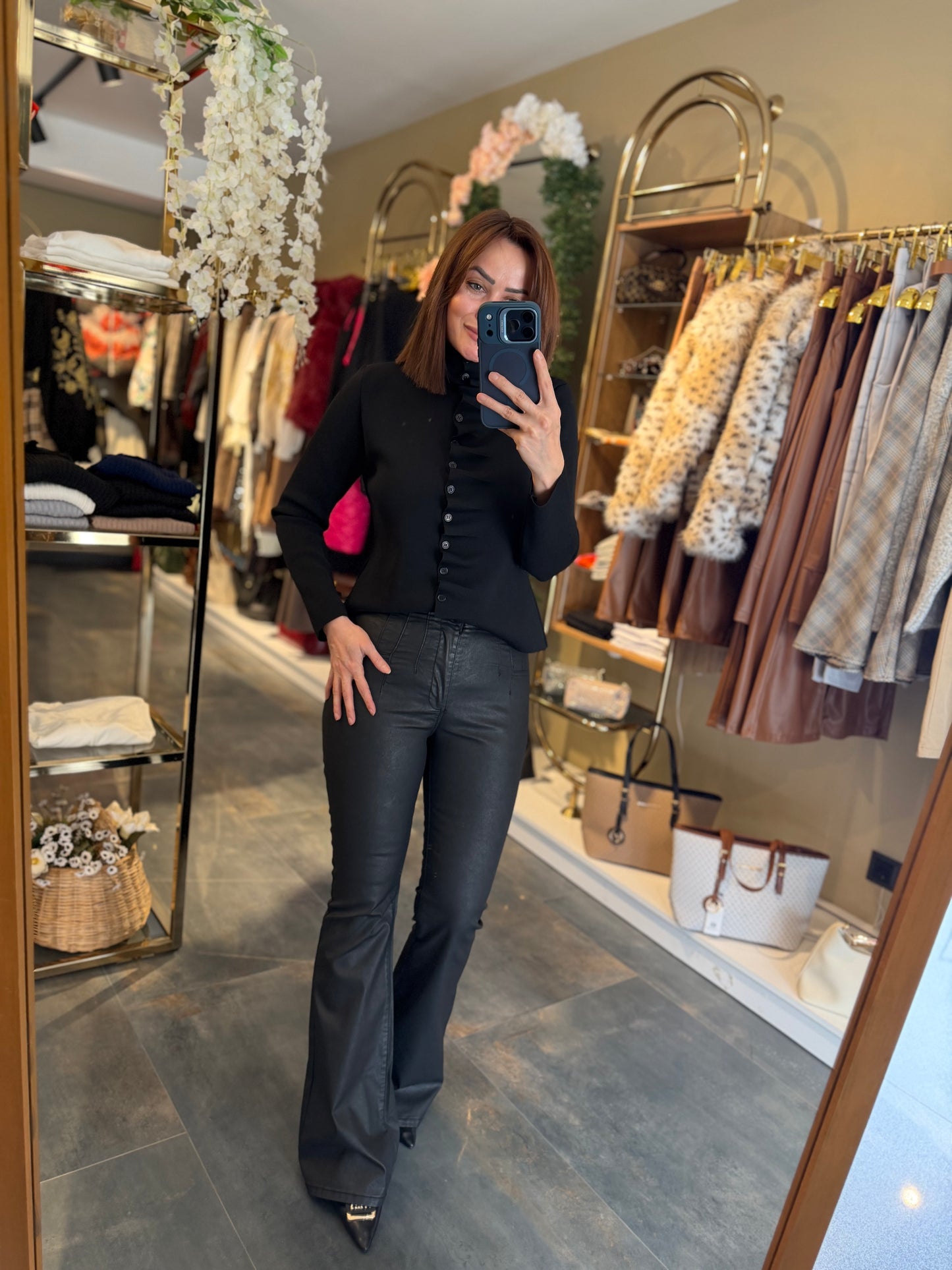 Xlove Mumlu Siyah İspanyol Pantolon