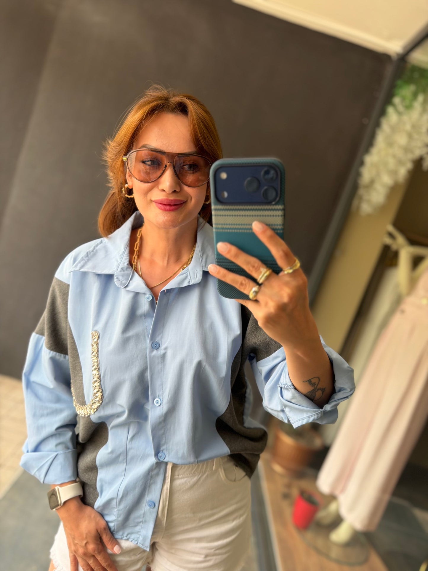 Pearl Pocket Mavi Gömlek ✨