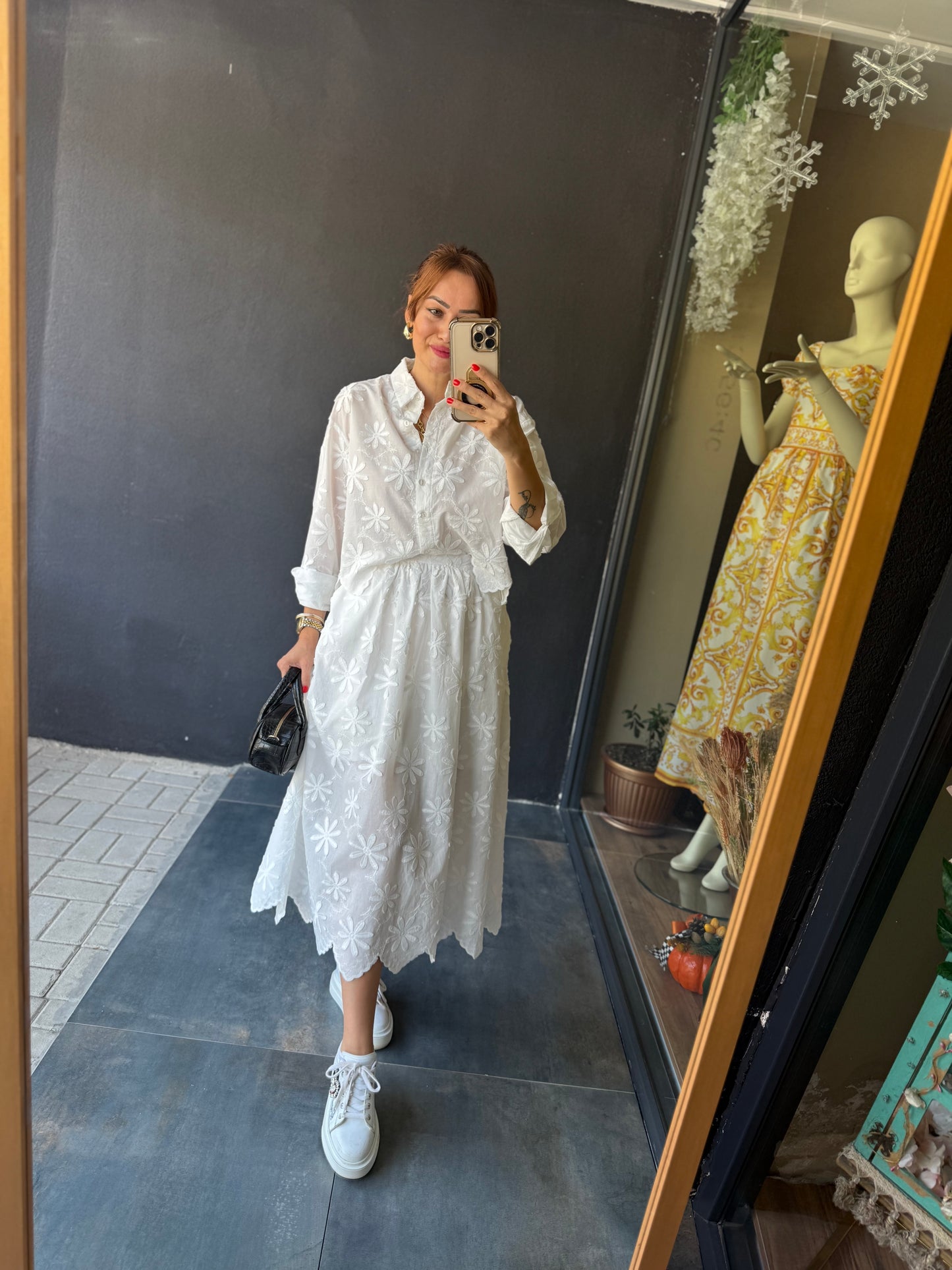 Marina Beyaz Etek & Gömlek Takım