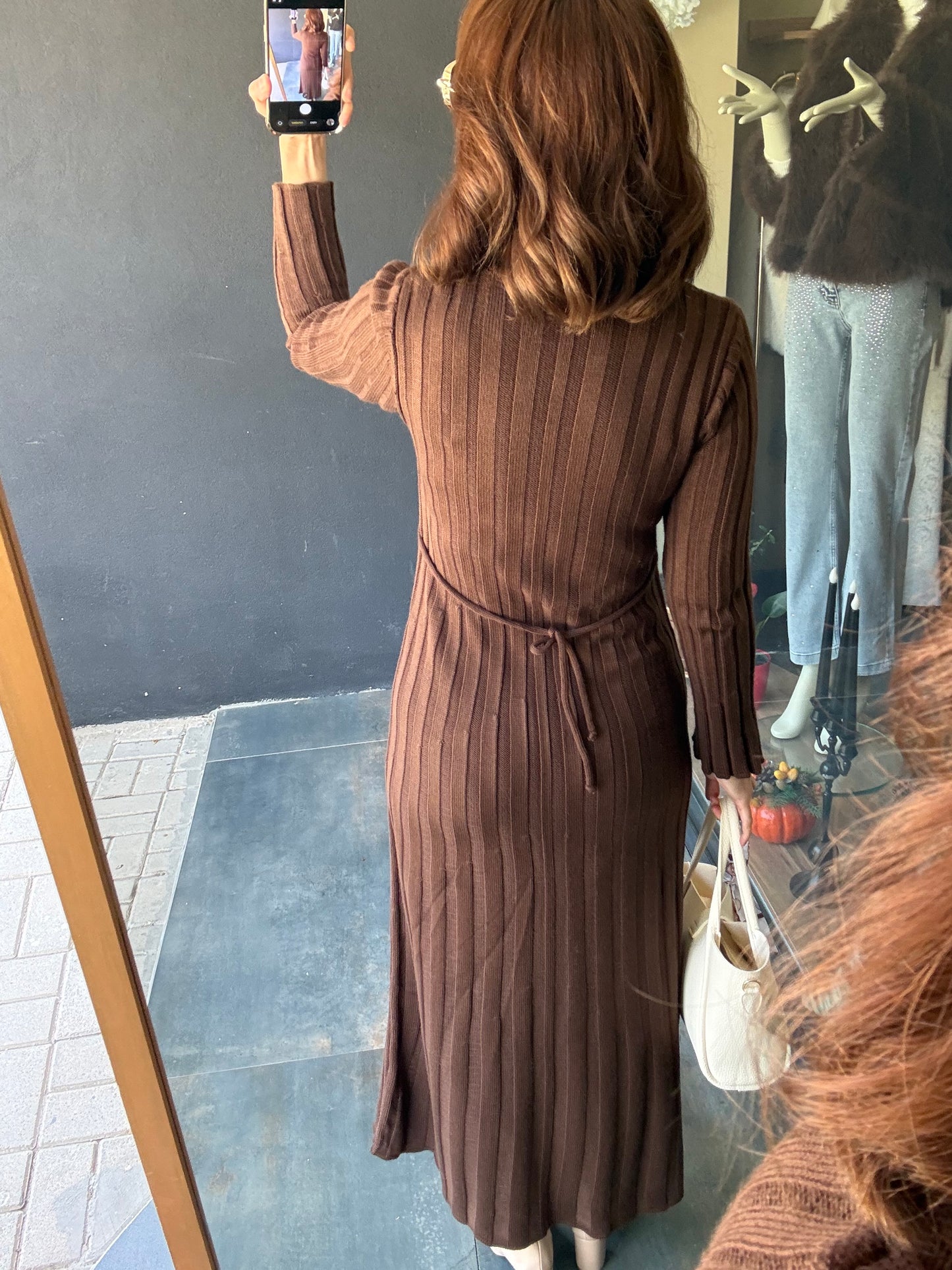 Lufi Maxi Kahve Elit Triko Elbise