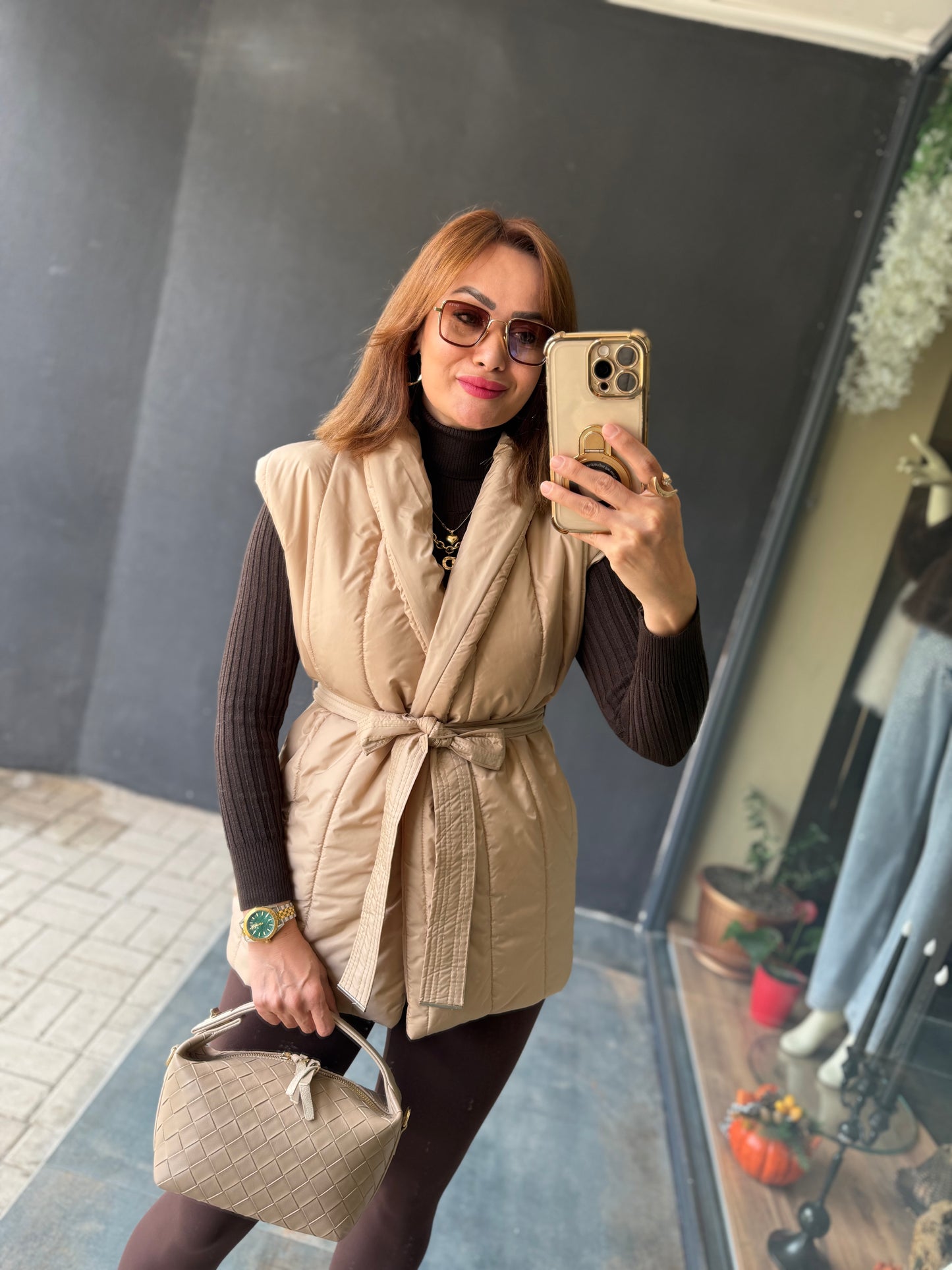 Swena Bej Puffy Yelek