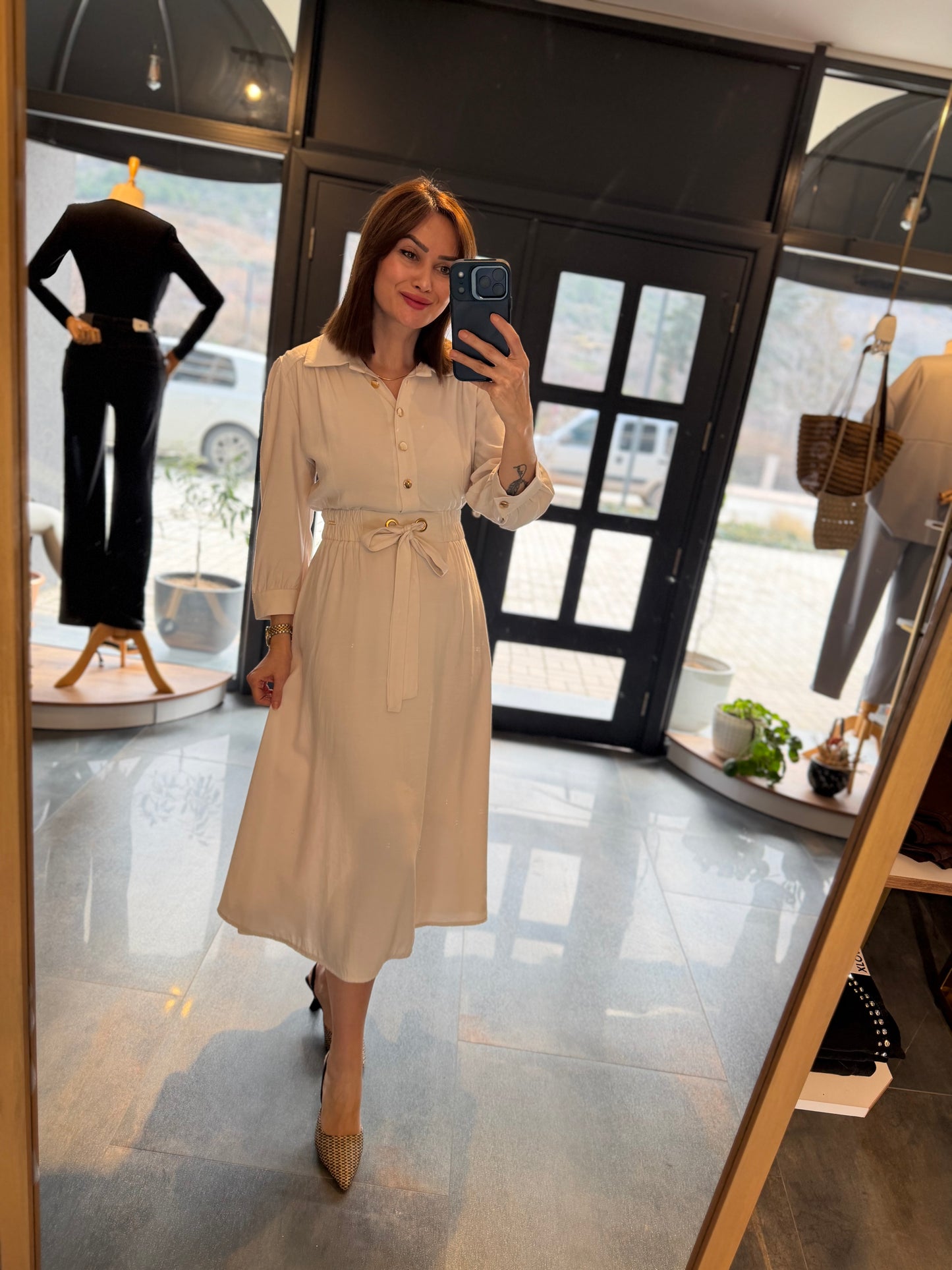 Farko Pamuklu Midi Boy Elbise