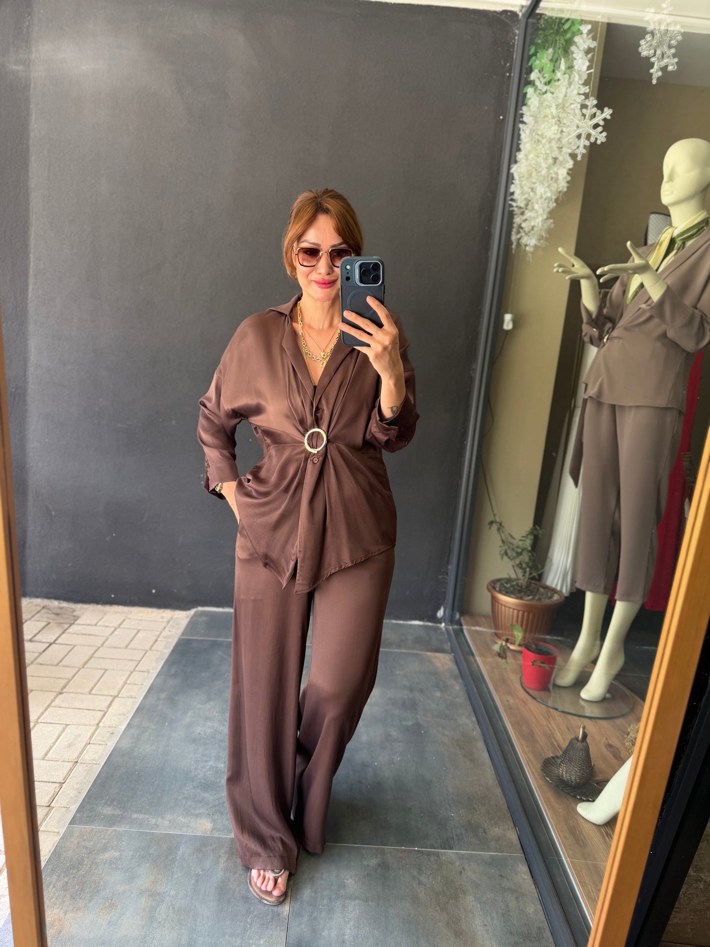 Kahve Saten Premium Takım