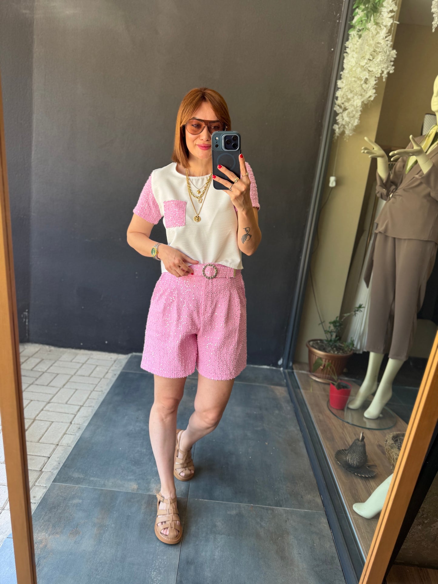 Pembe Şort & Tshirt Takım